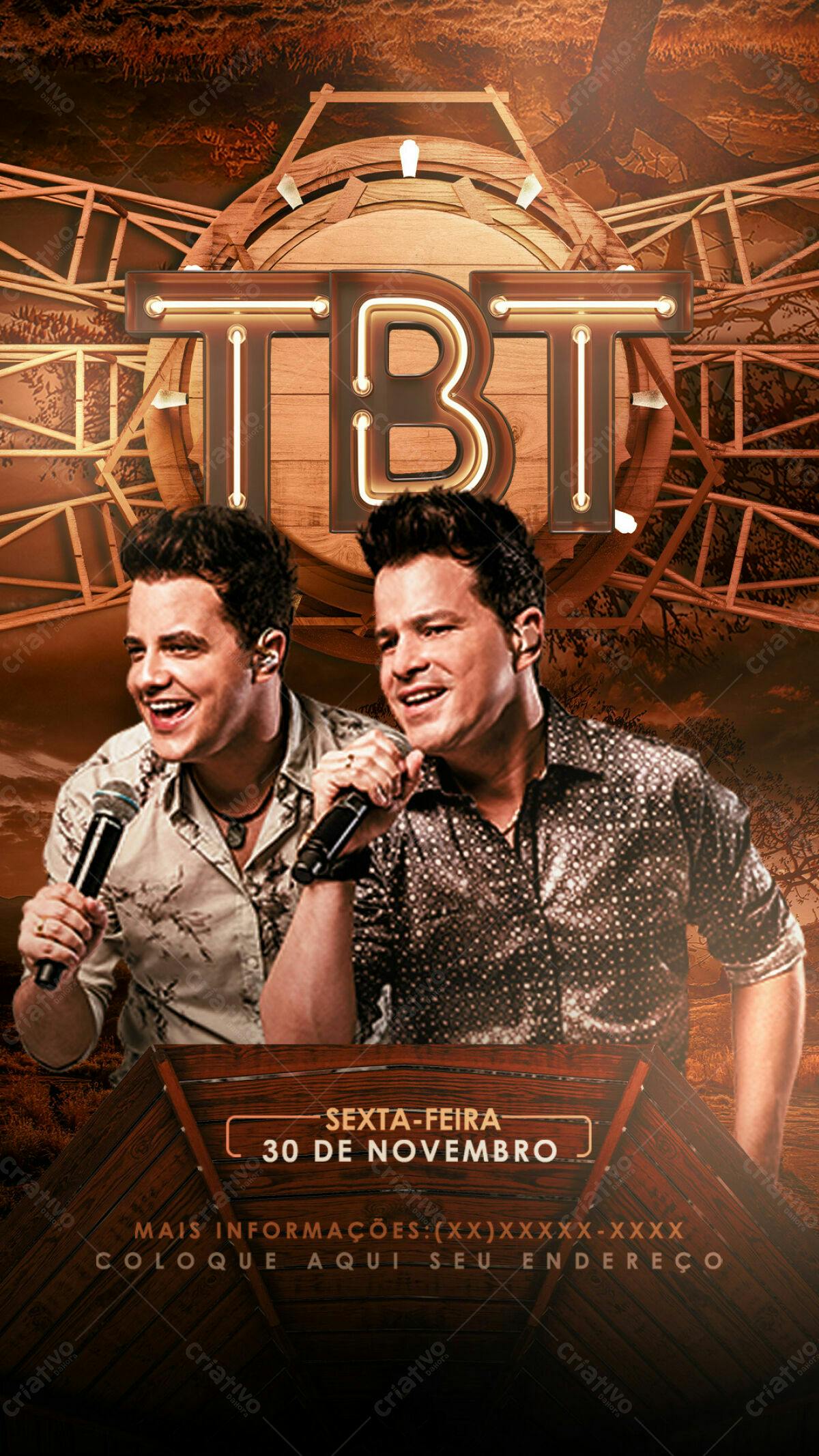 Flyer para Show TBT com Dupla Sertaneja PSD Editável