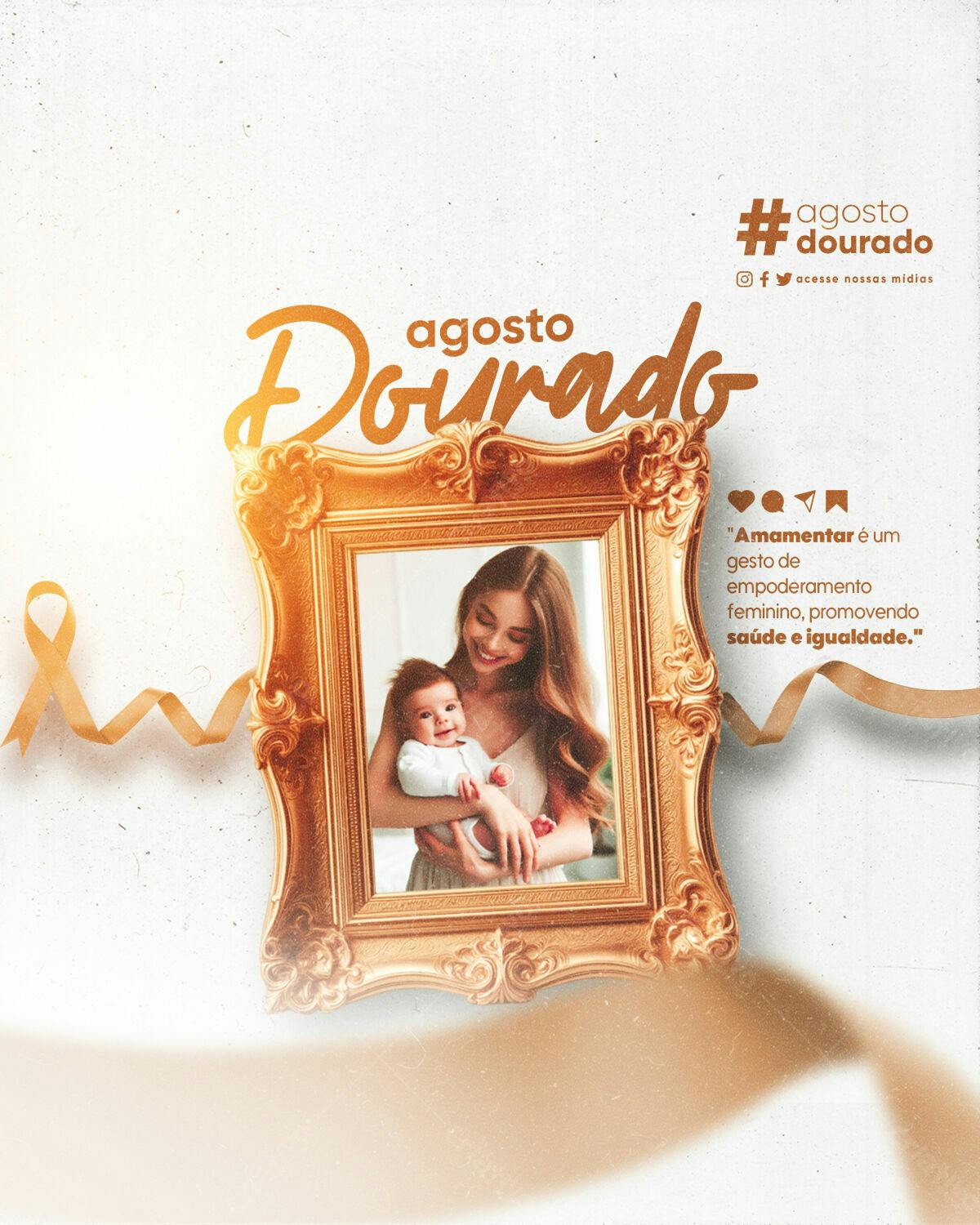 Flyer Agosto Dourado PSD Editável
