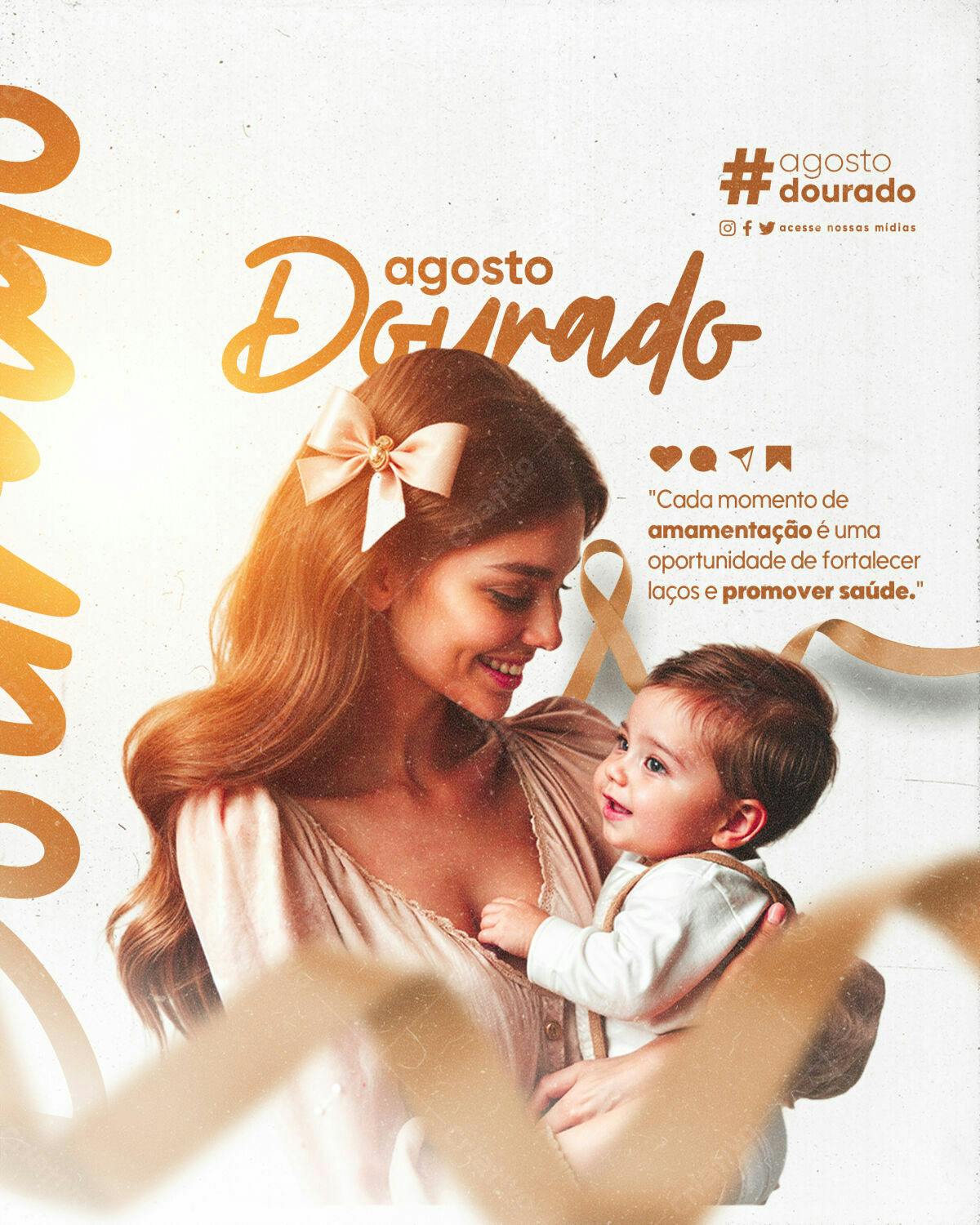 Post Agosto Dourado Amamentação PSD Editável