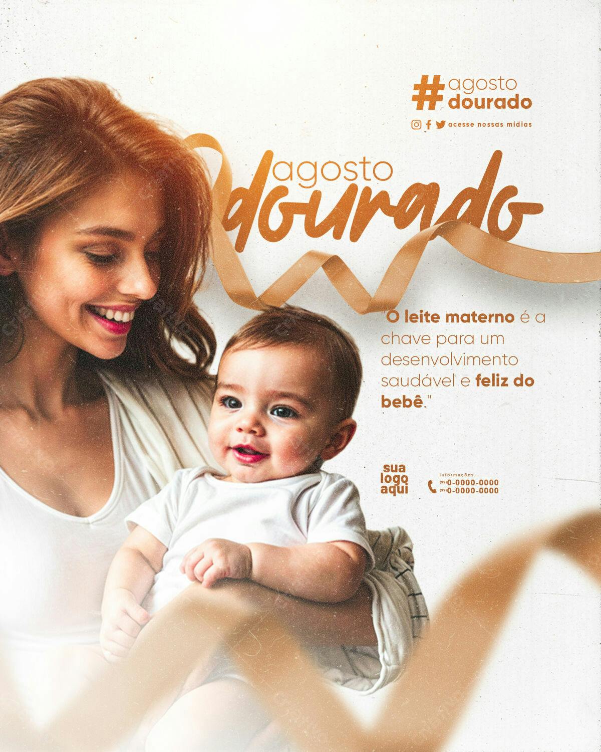 Flyer Agosto Dourado PSD Editável