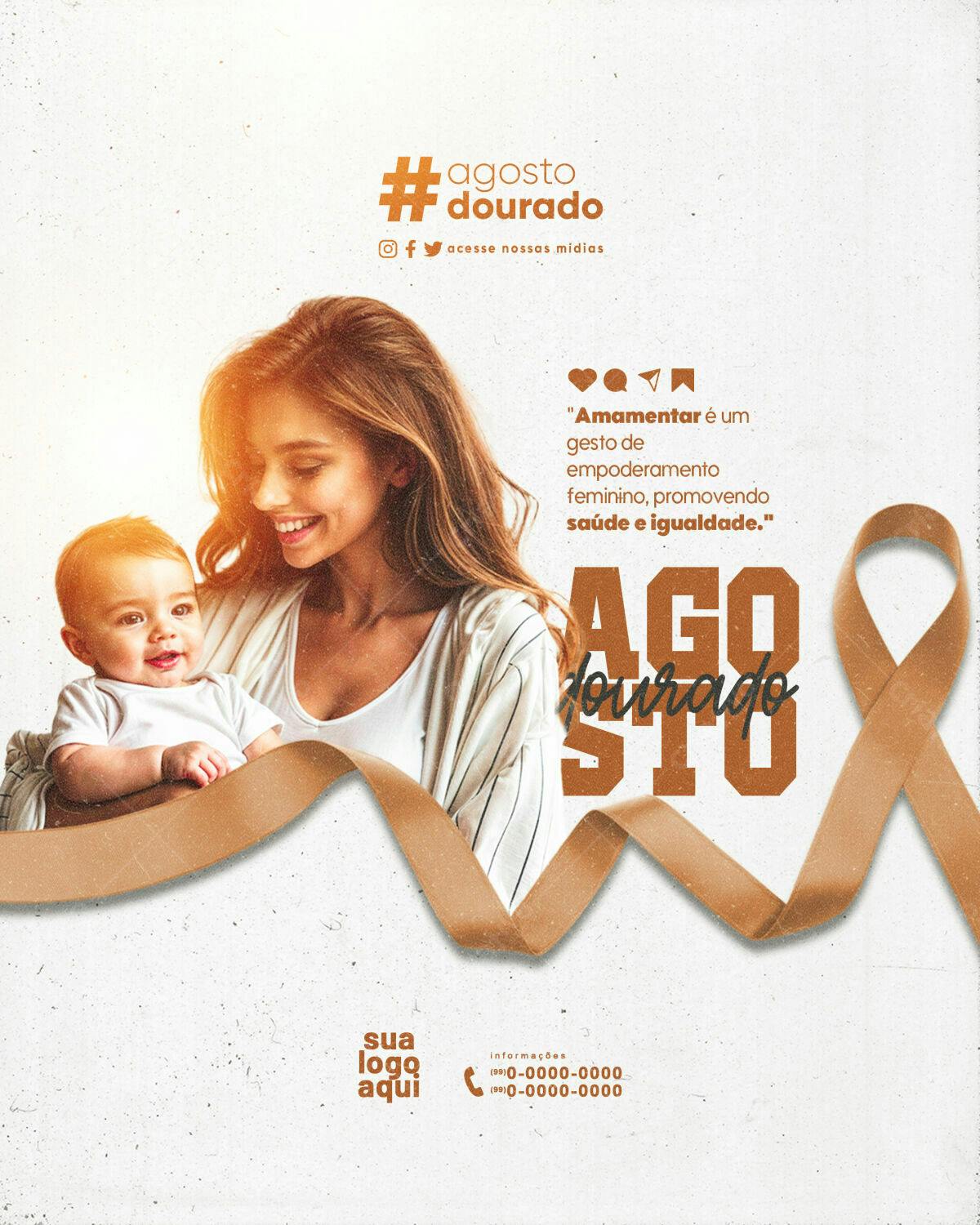 Flyer Agosto Dourado PSD Editável