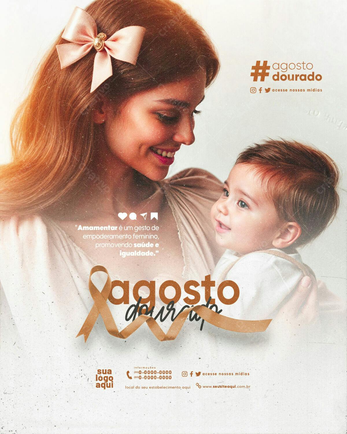 Flyer Agosto Dourado PSD Editável