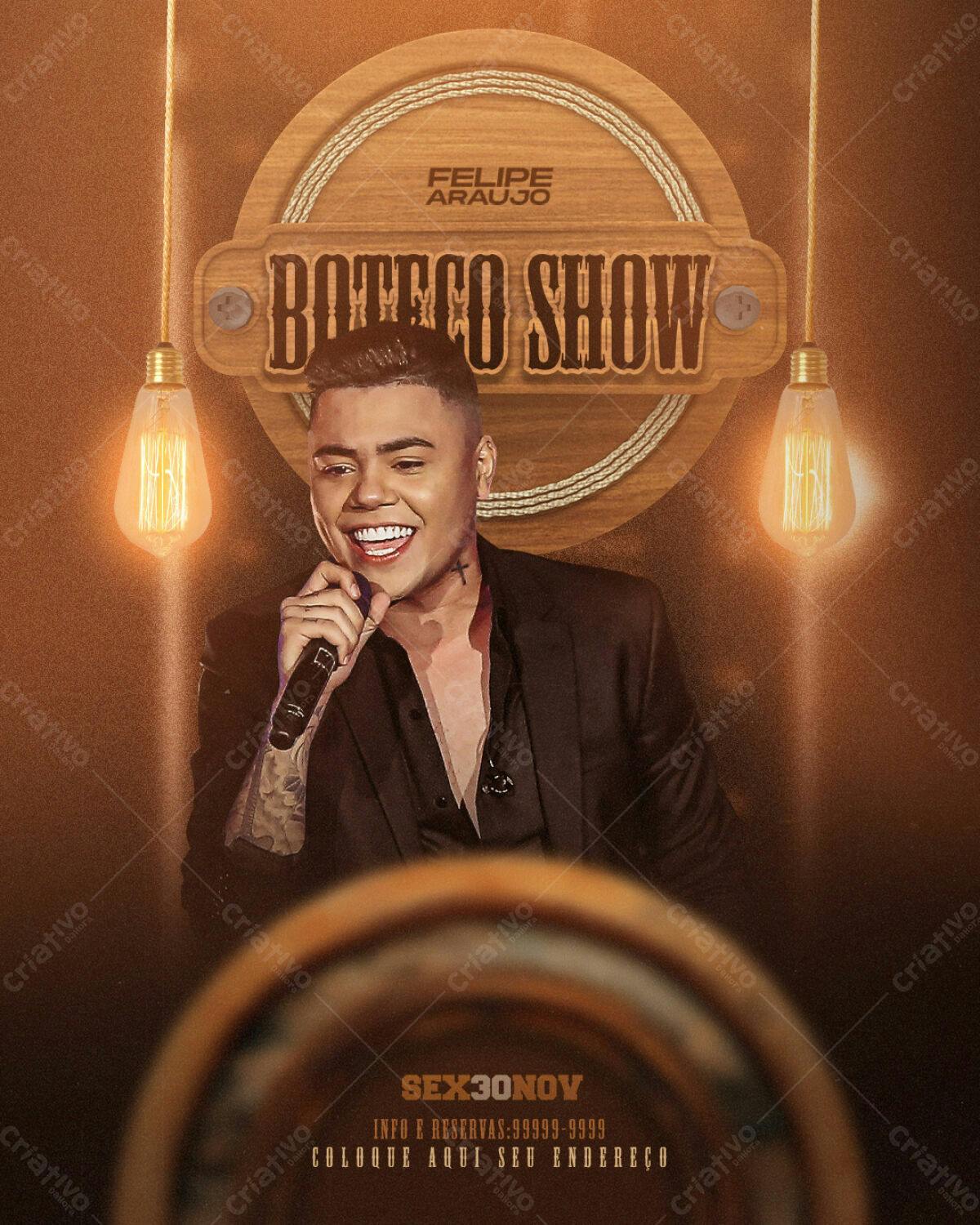 Flyer Felipe Araujo Boteco Show PSD Editável