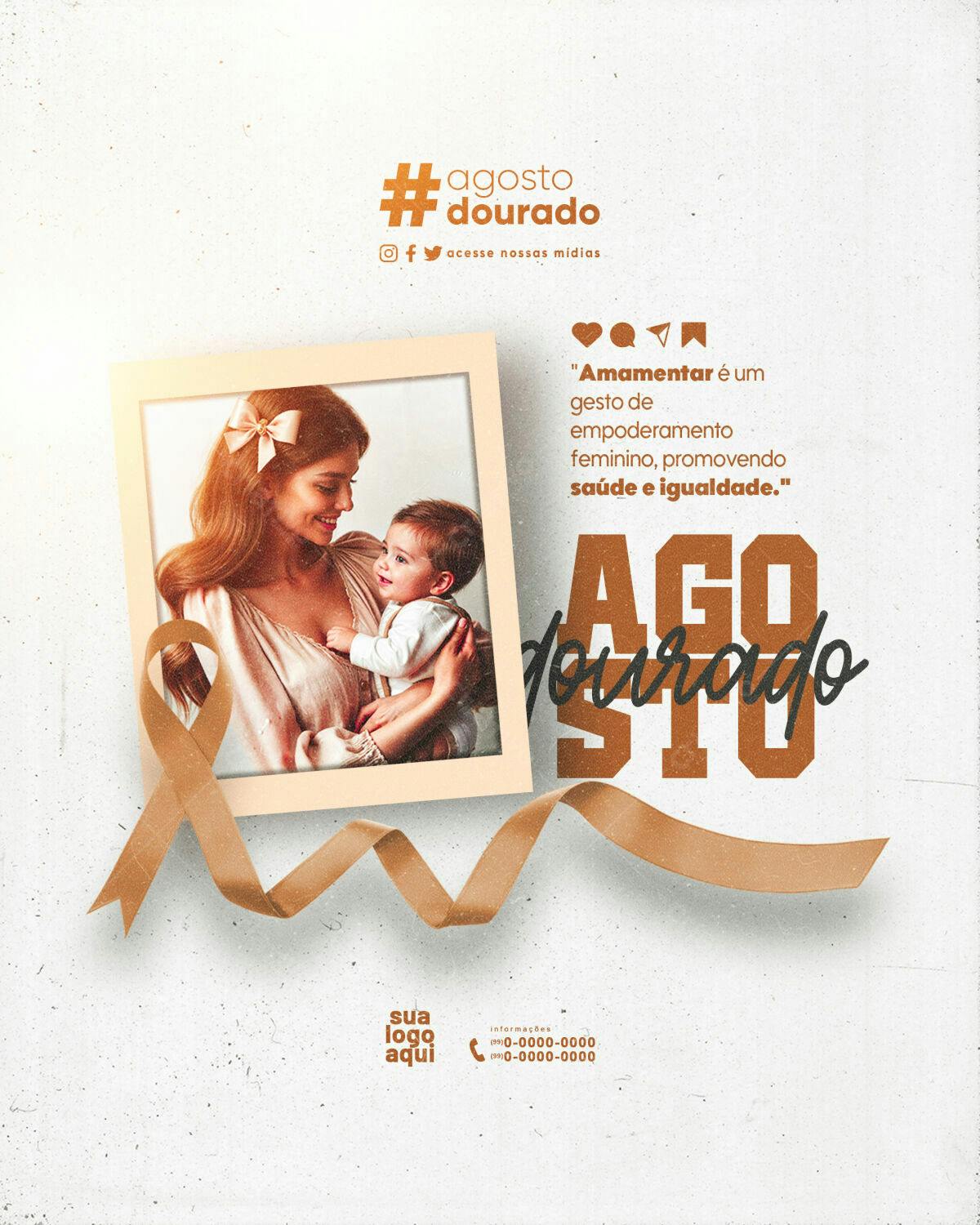 Flyer Agosto Dourado PSD Editável
