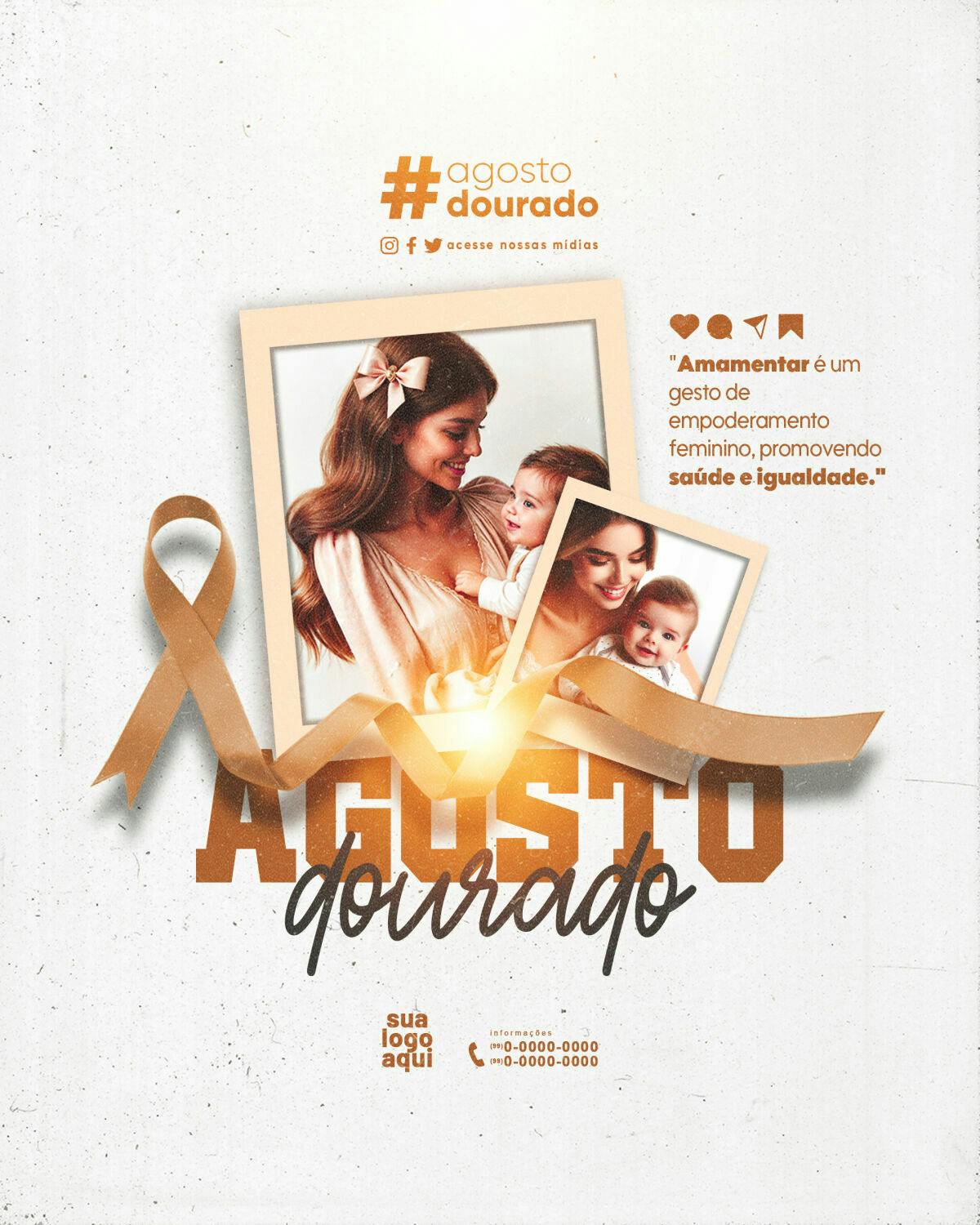 Flyer Agosto Dourado PSD Editável