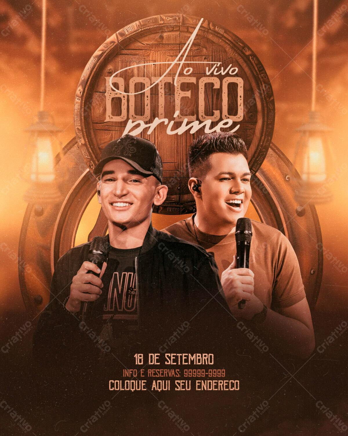 Flyer Boteco Prime Show Musical PSD Editável