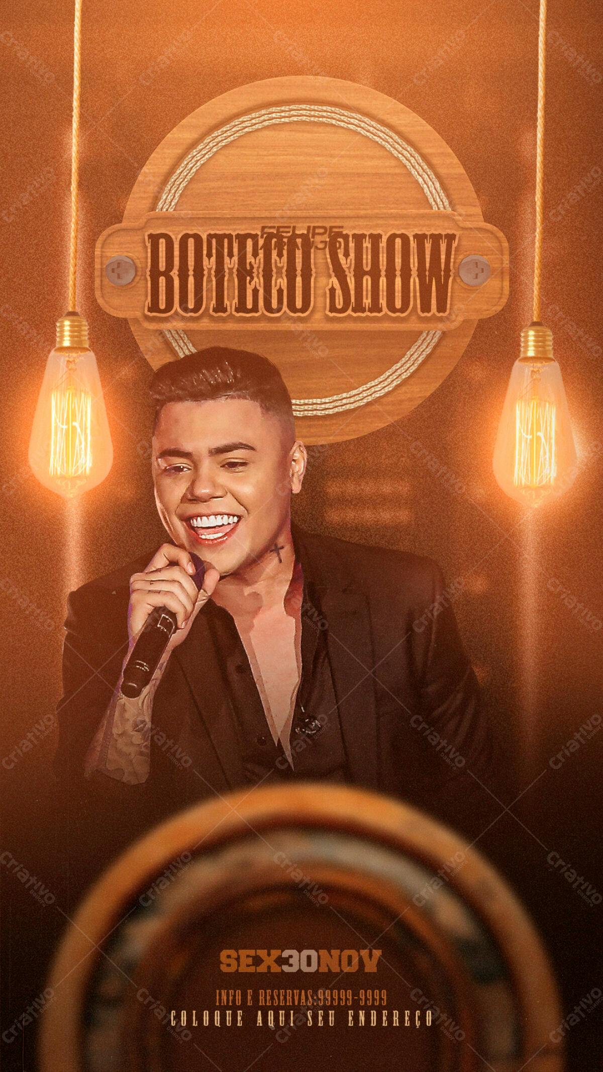 Flyer para Show Sertanejo em Boteco PSD Editável