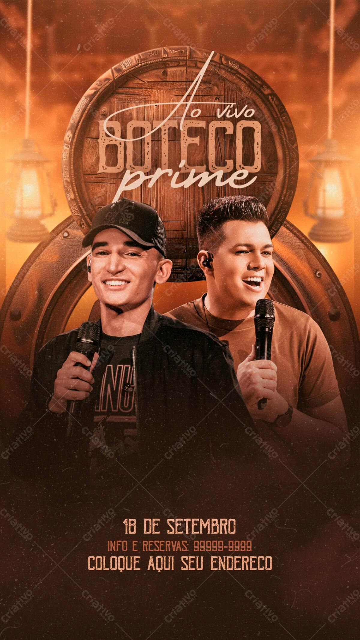 Flyer Boteco Prime para Show Musical PSD Editável