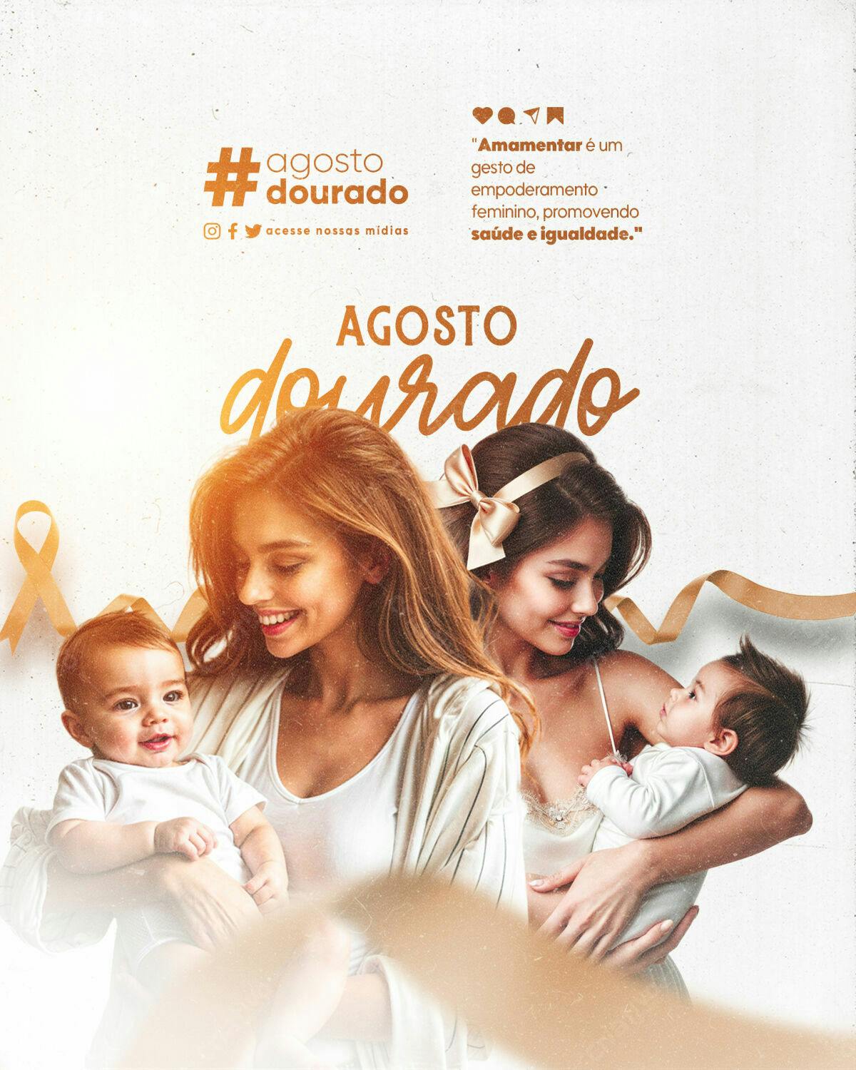 Post para Agosto Dourado PSD Editável