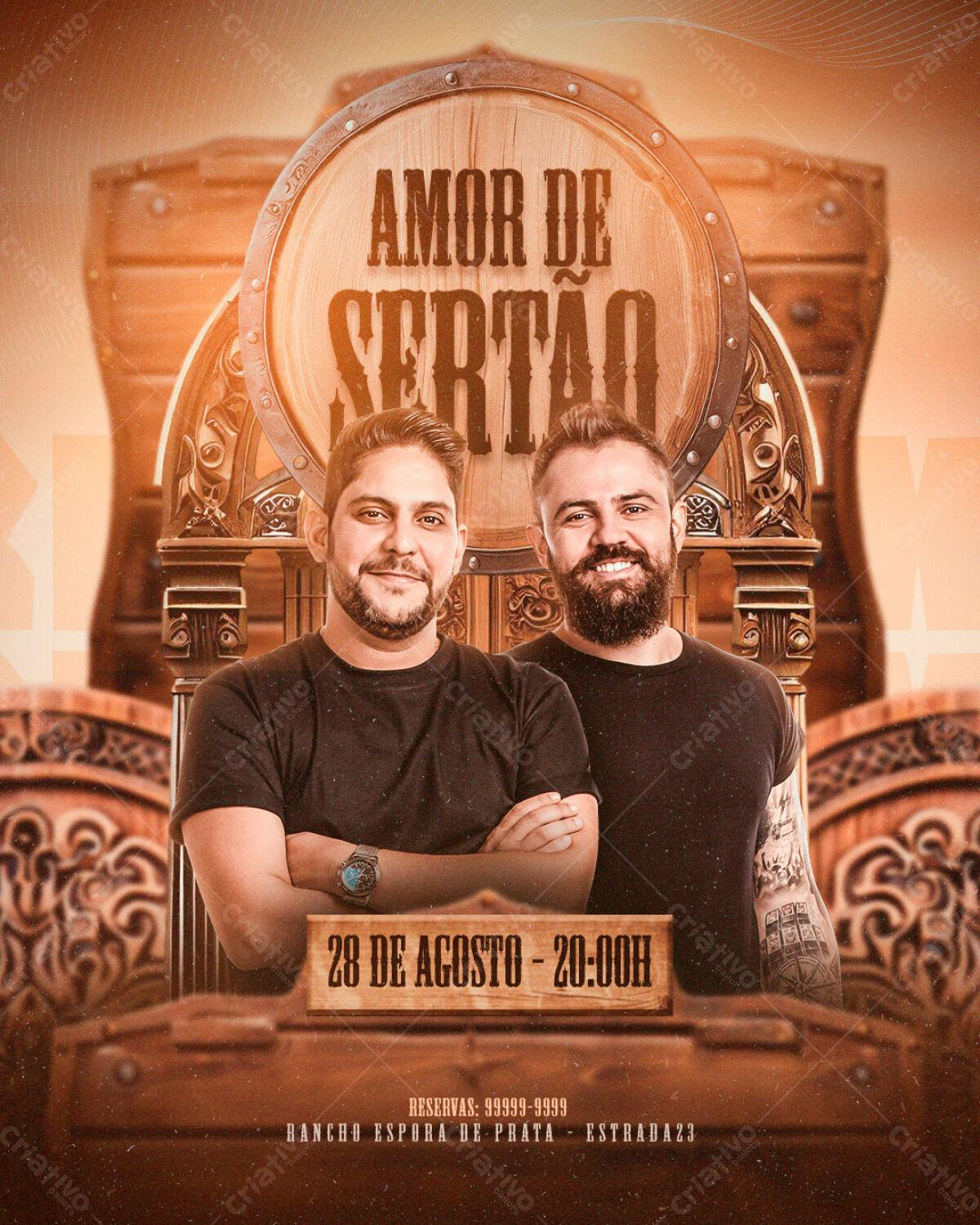 Flyer para Evento Amor de Sertão PSD Editável