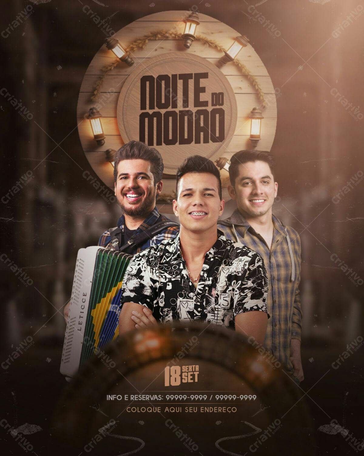 Flyer para Show Sertanejo Noite do Modão PSD Editável