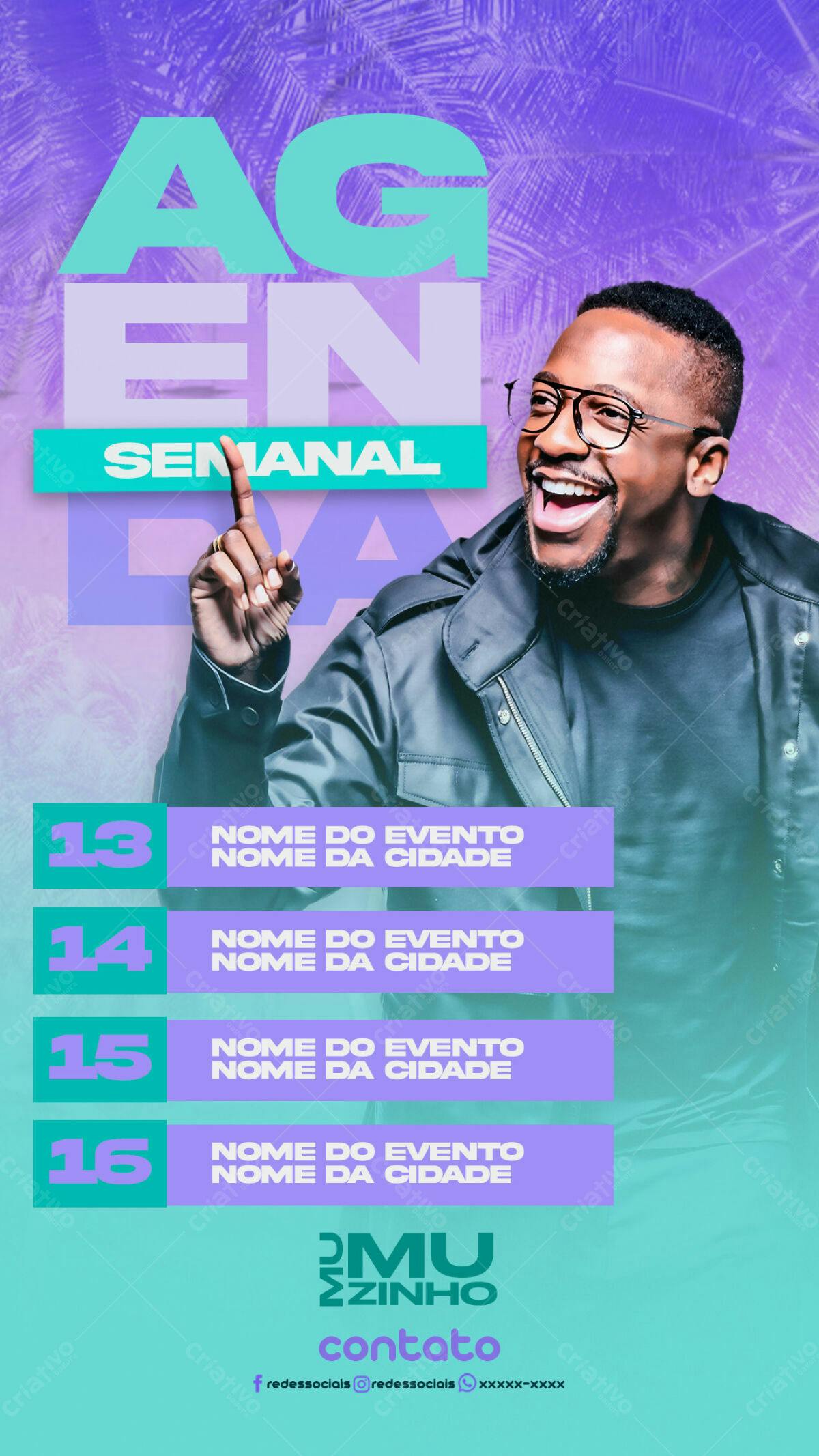Flyer Agenda Semanal para Eventos PSD Editável