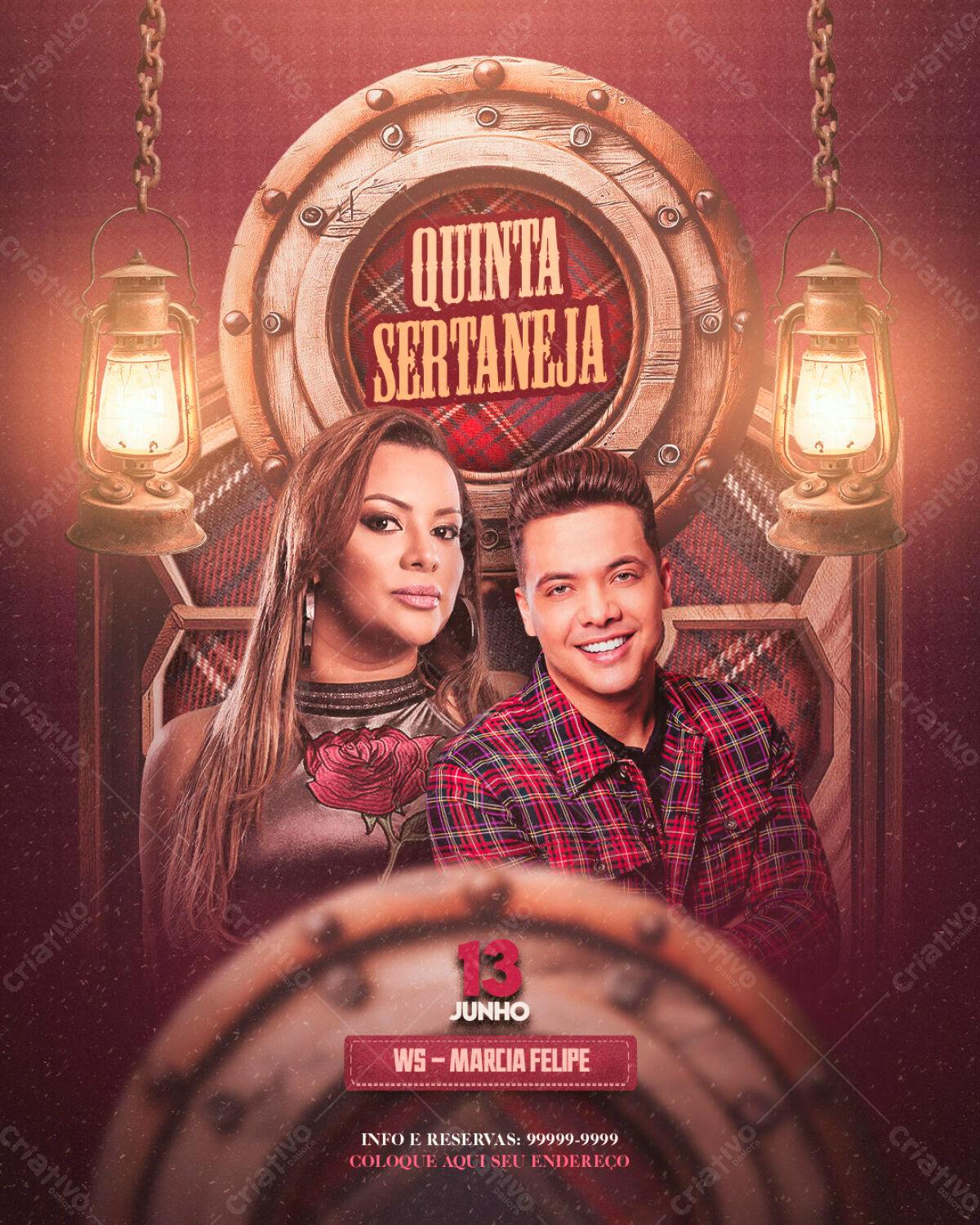 Flyer para Quinta Sertaneja PSD Editável