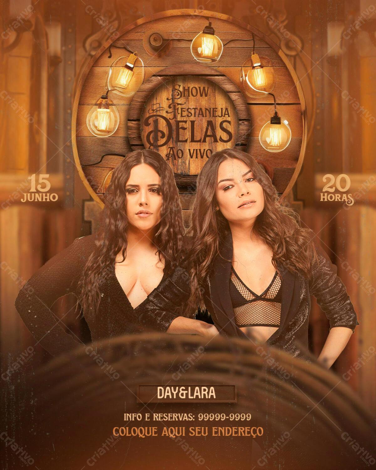 Flyer Festa Sertaneja com Day & Lara PSD Editável