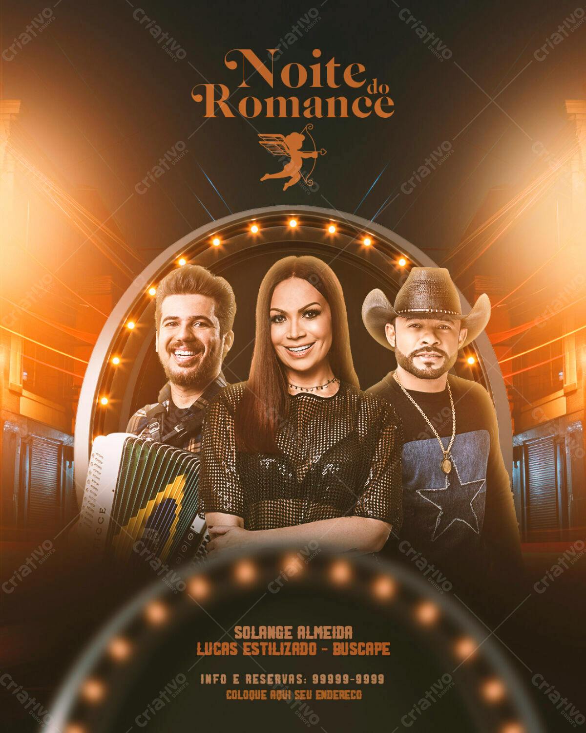 Flyer Noite do Romance PSD Editável