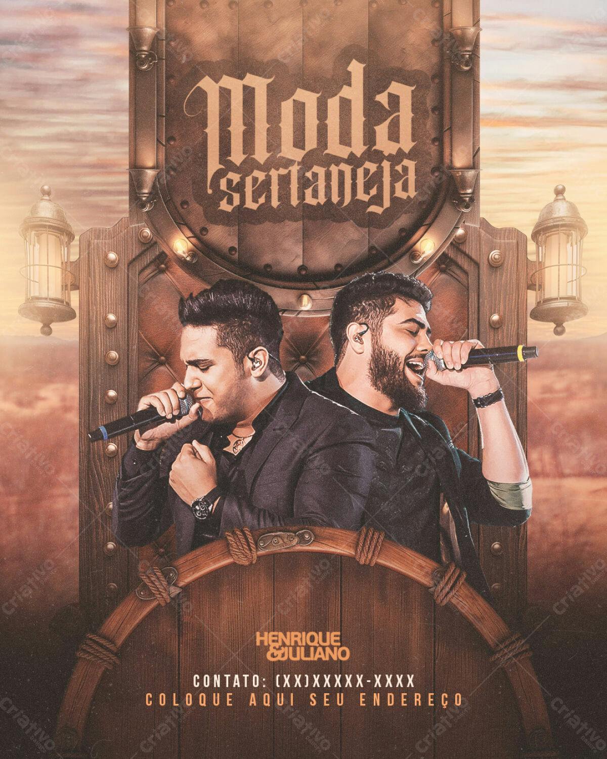 Flyer para Show Henrique e Juliano PSD Editável