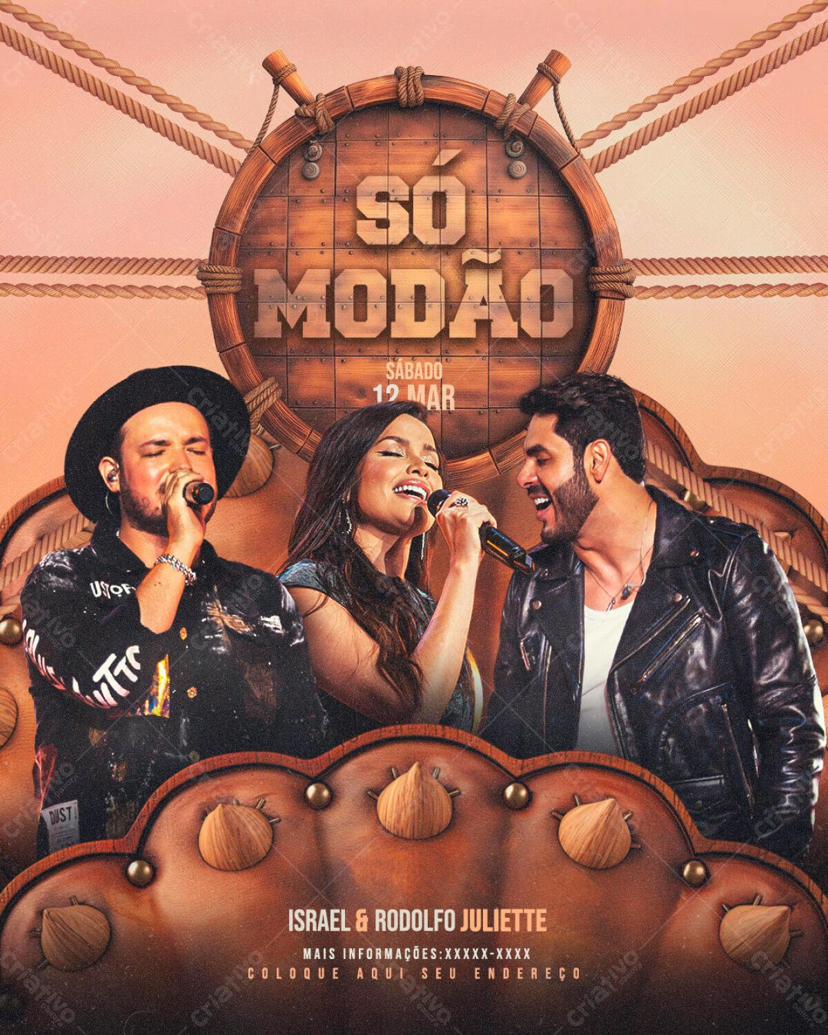 Flyer para Show Sertanejo Só Modão PSD Editável