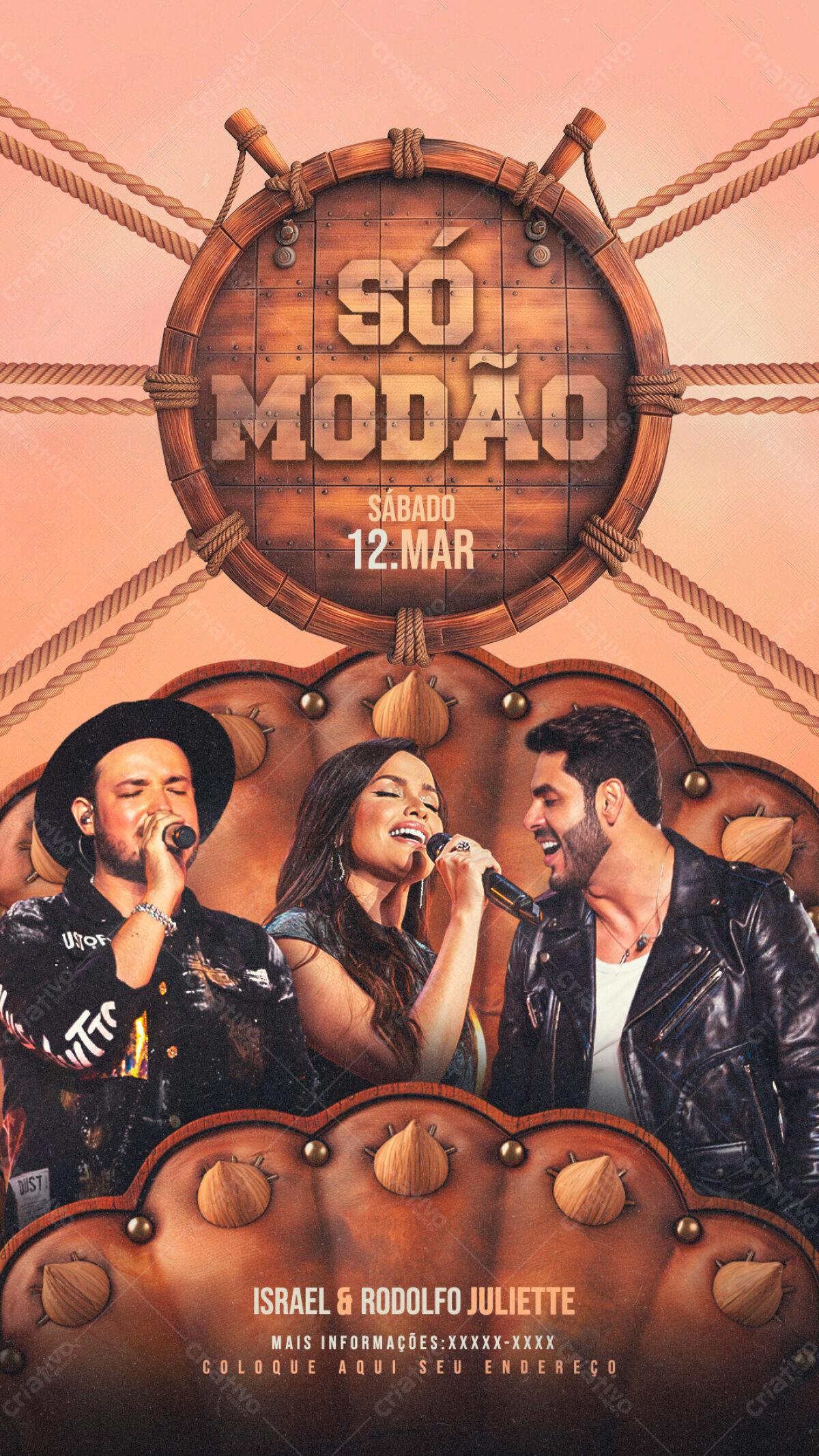 Flyer para Show Sertanejo Só Modão PSD Editável