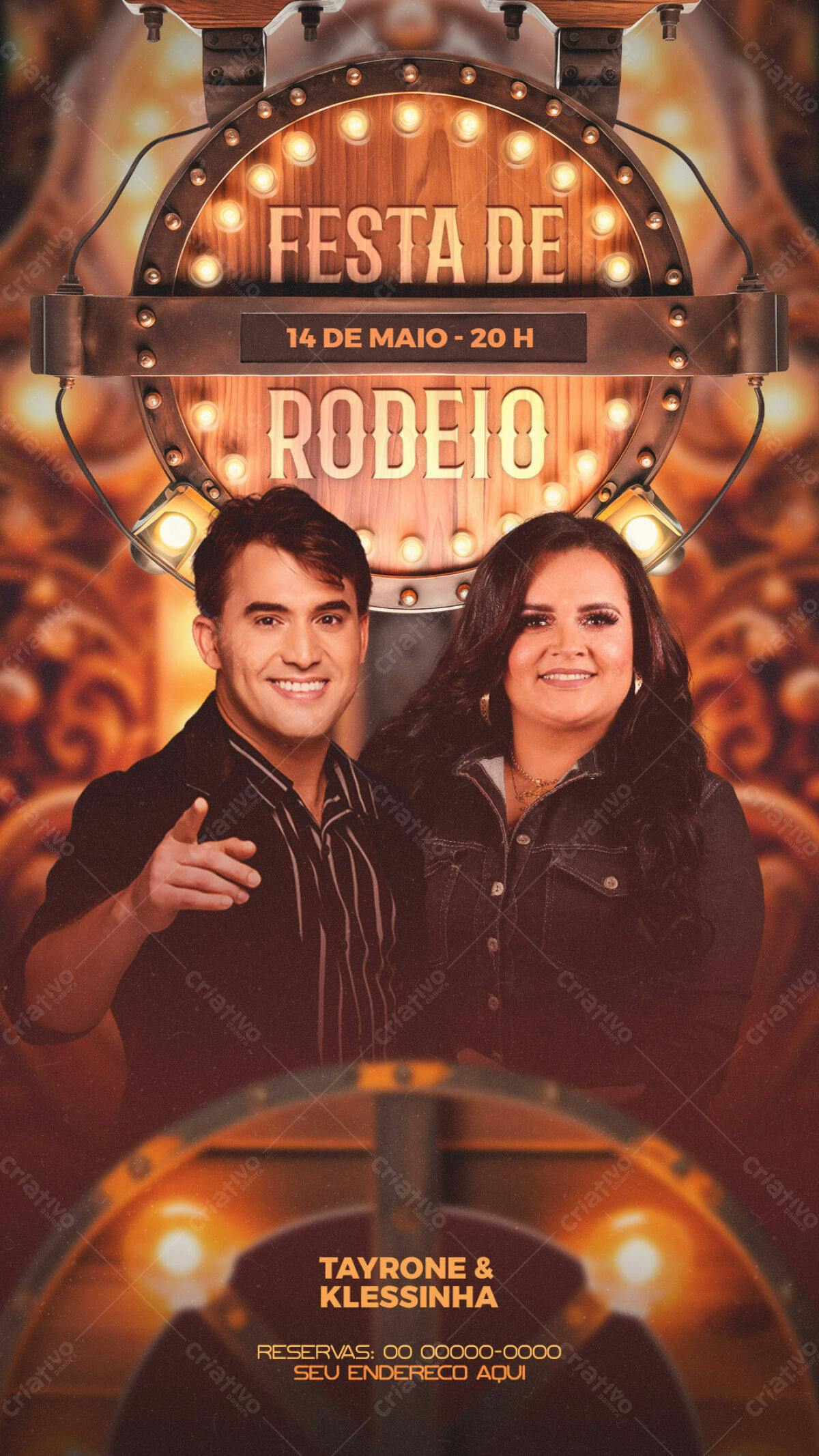 Flyer Festa de Rodeio com Tayrone & Klessinha PSD Editável
