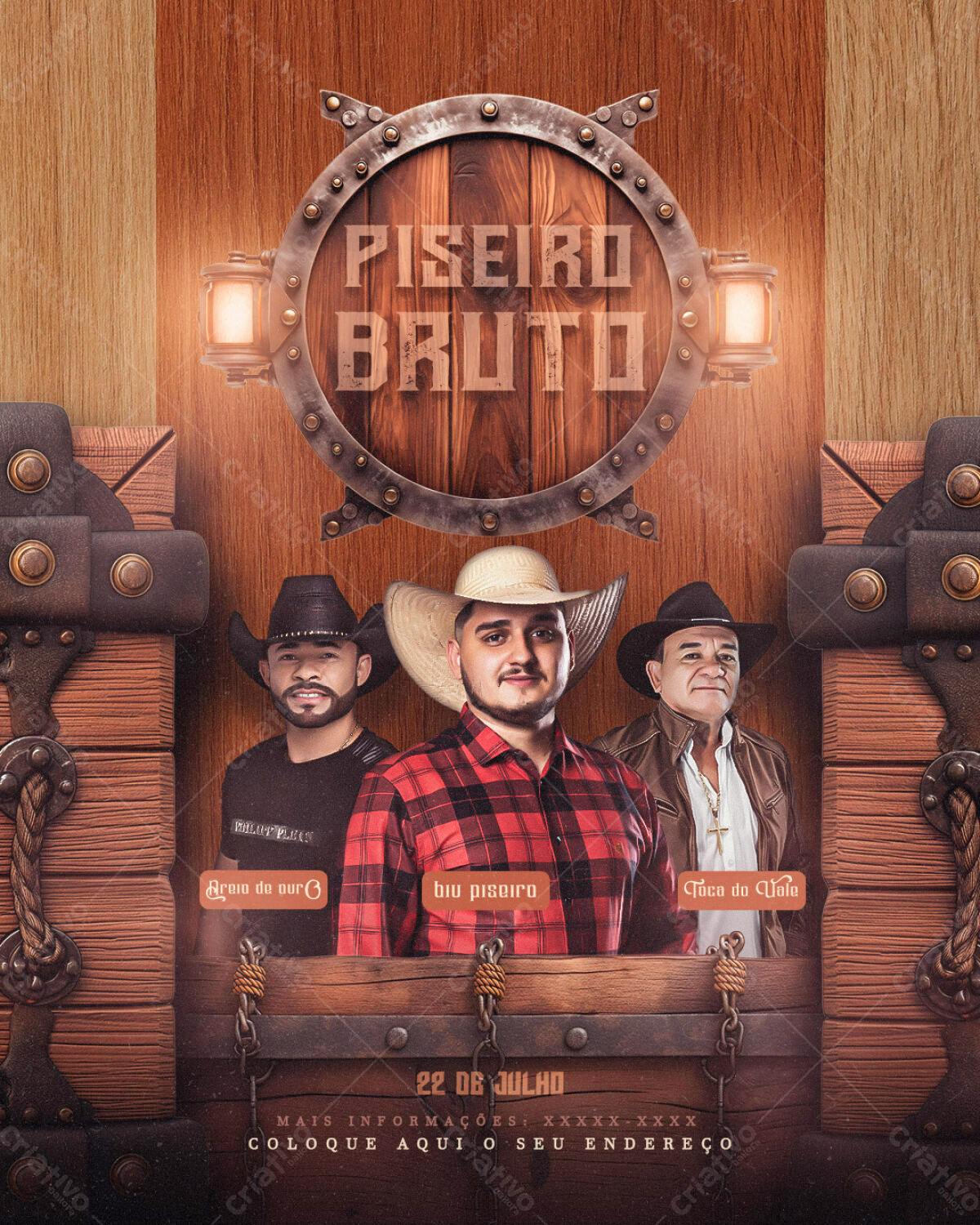 Flyer Piseiro Bruto PSD Editável