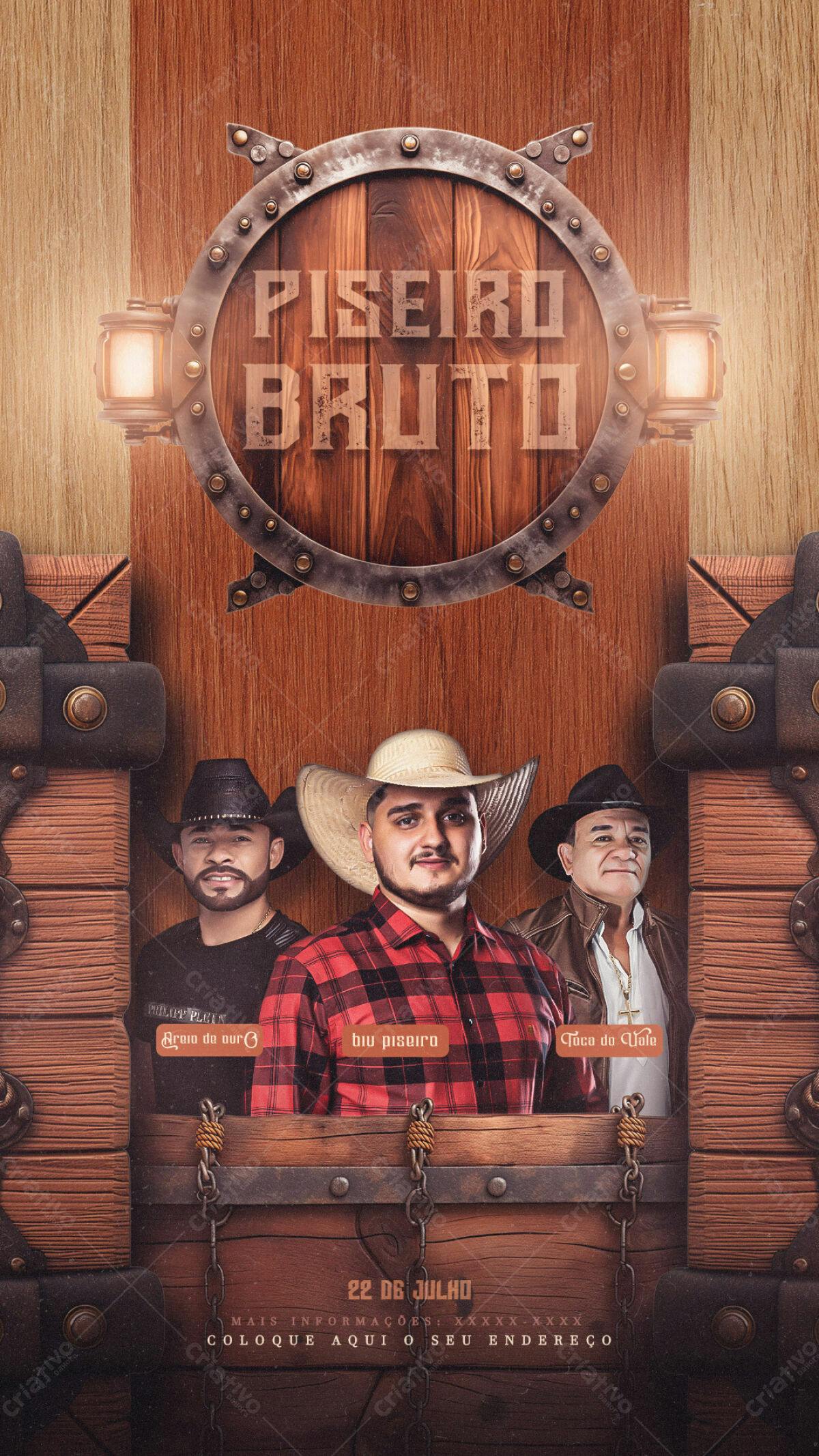 Flyer Piseiro Bruto PSD Editável