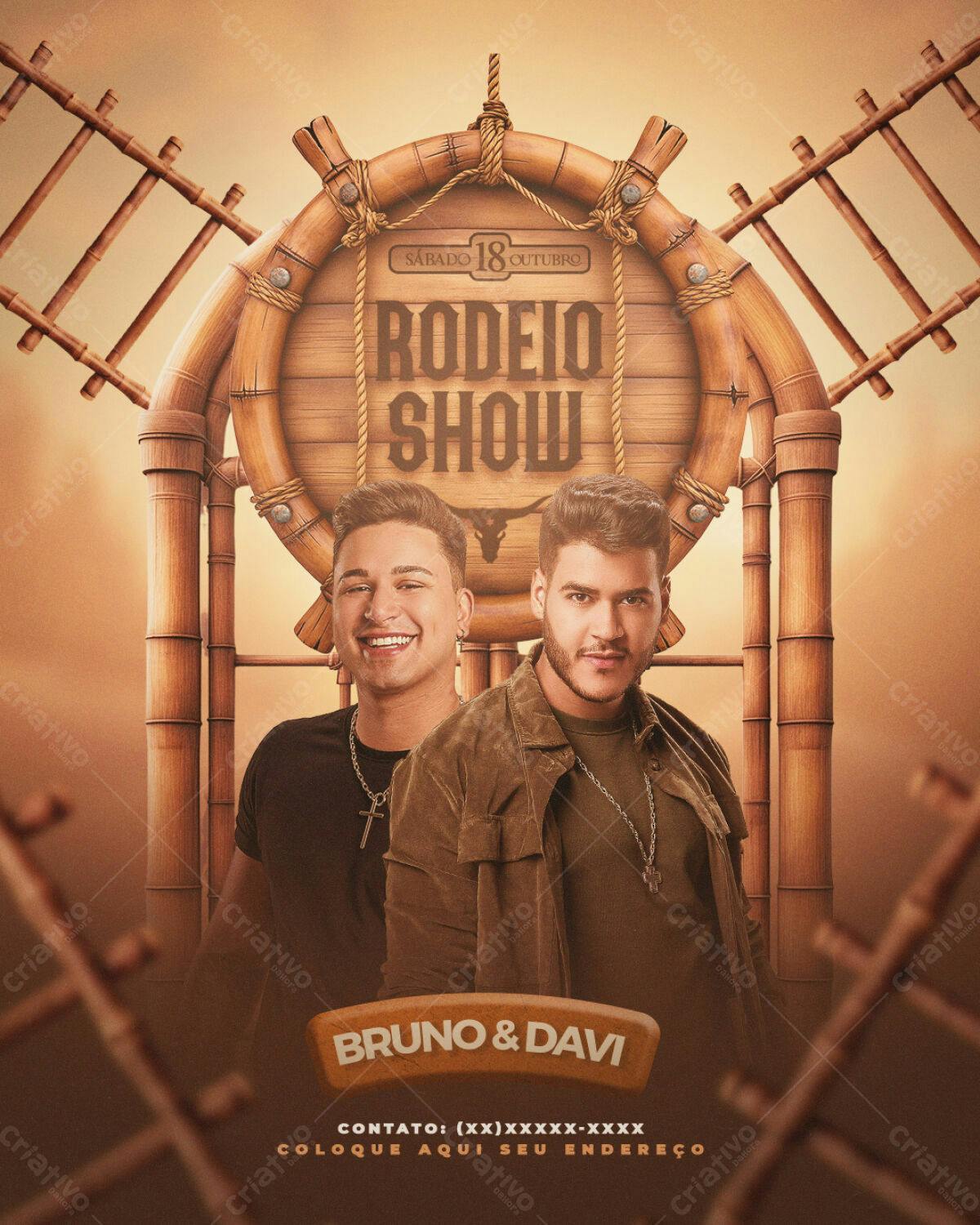Flyer Rodeio Show Bruno e Davi PSD Editável