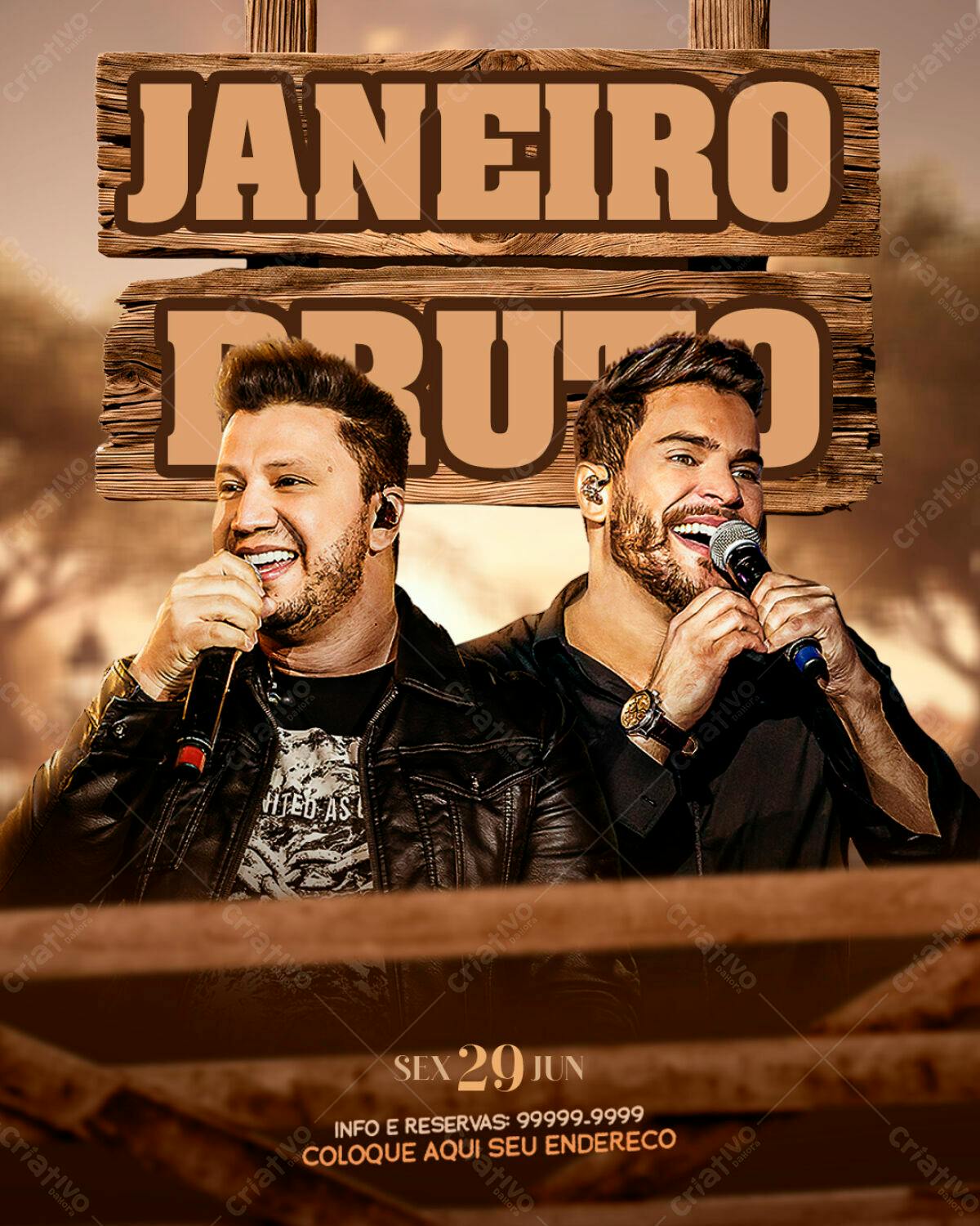 Flyer para Show Janeiro Bruto PSD Editável