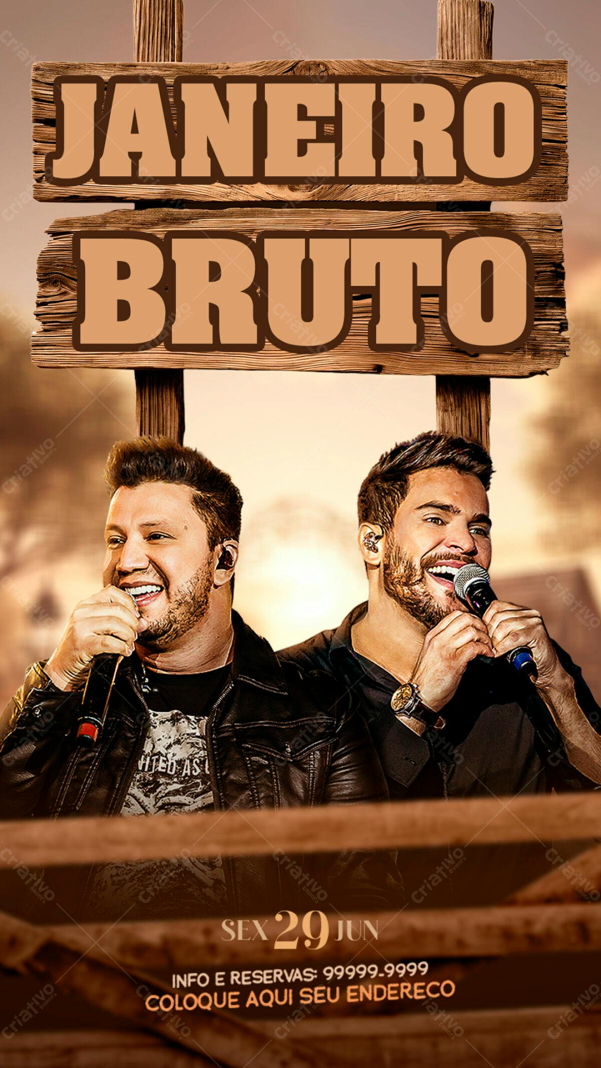 Flyer para Show Janeiro Bruto PSD Editável
