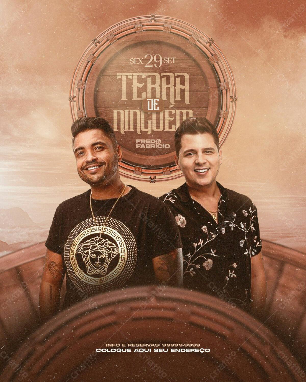 Flyer Festa Sertaneja Terra de Ninguém PSD Editável