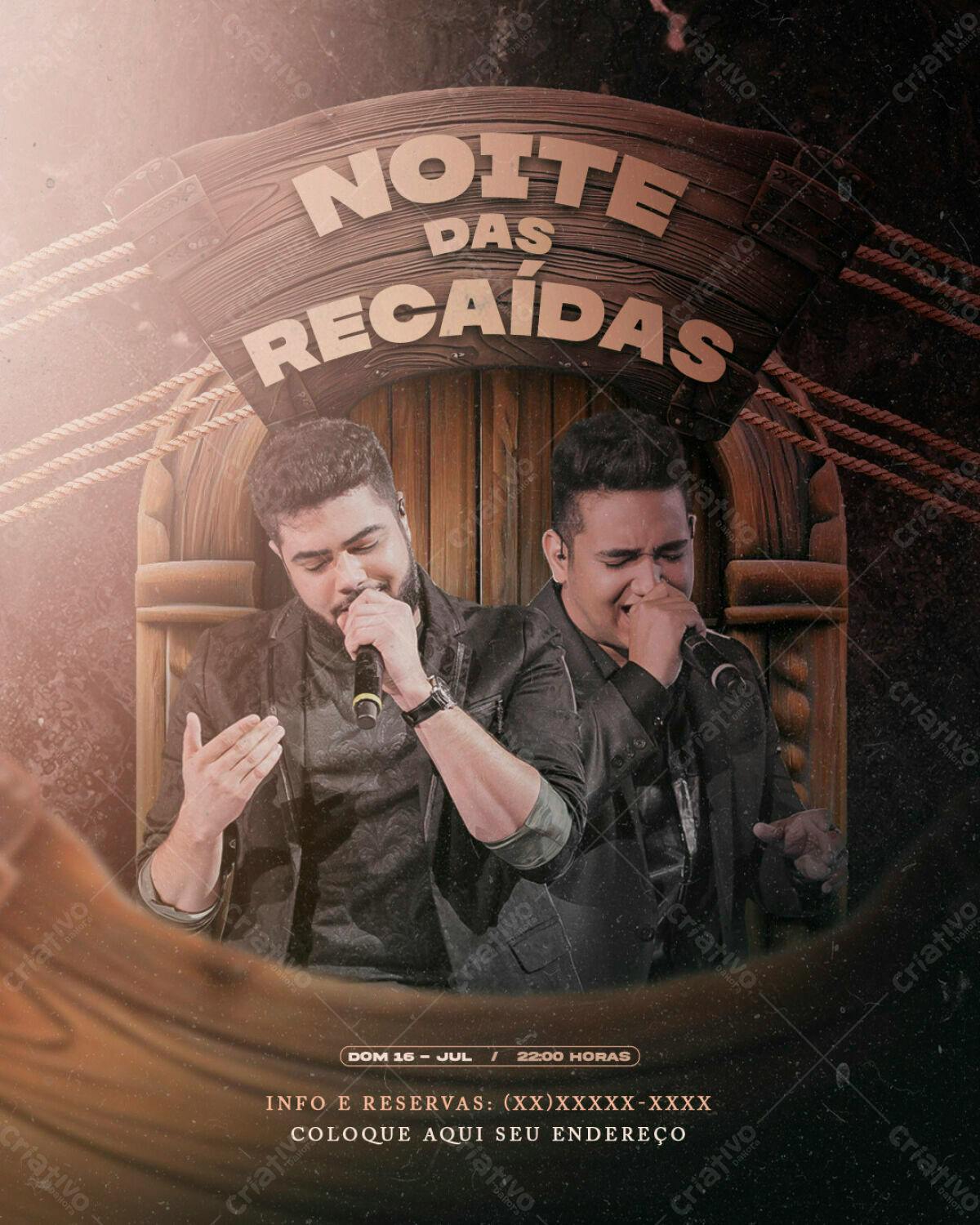 Flyer Noite das Recaídas PSD Editável