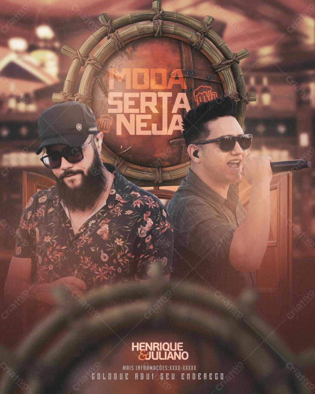 Flyer para Show Henrique e Juliano PSD Editável