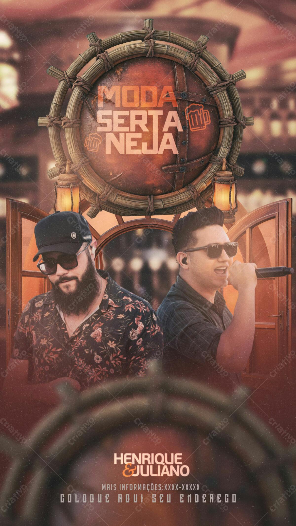 Flyer Moda Sertaneja Henrique & Juliano PSD Editável