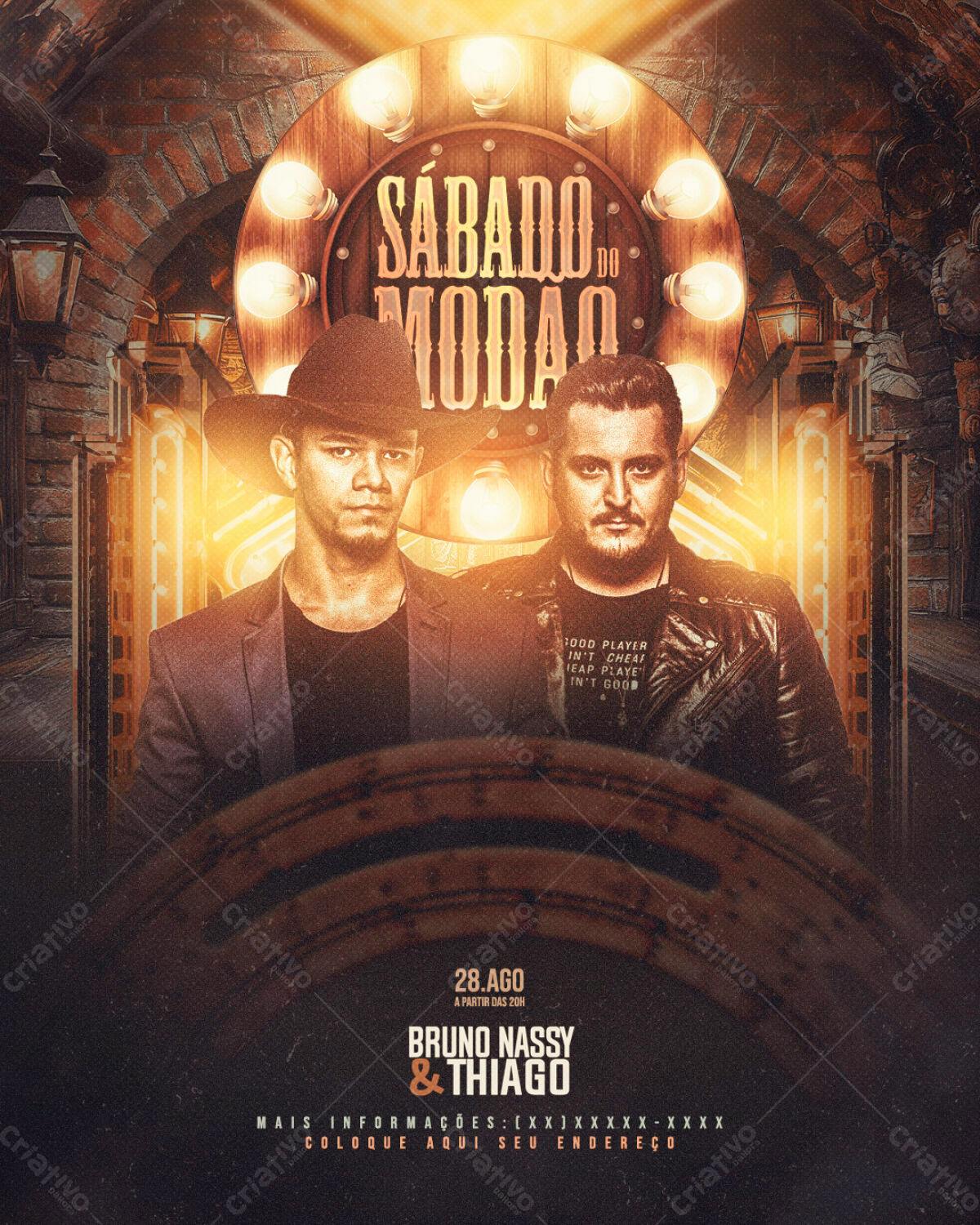 Flyer para Festa Sábado do Modão PSD Editável