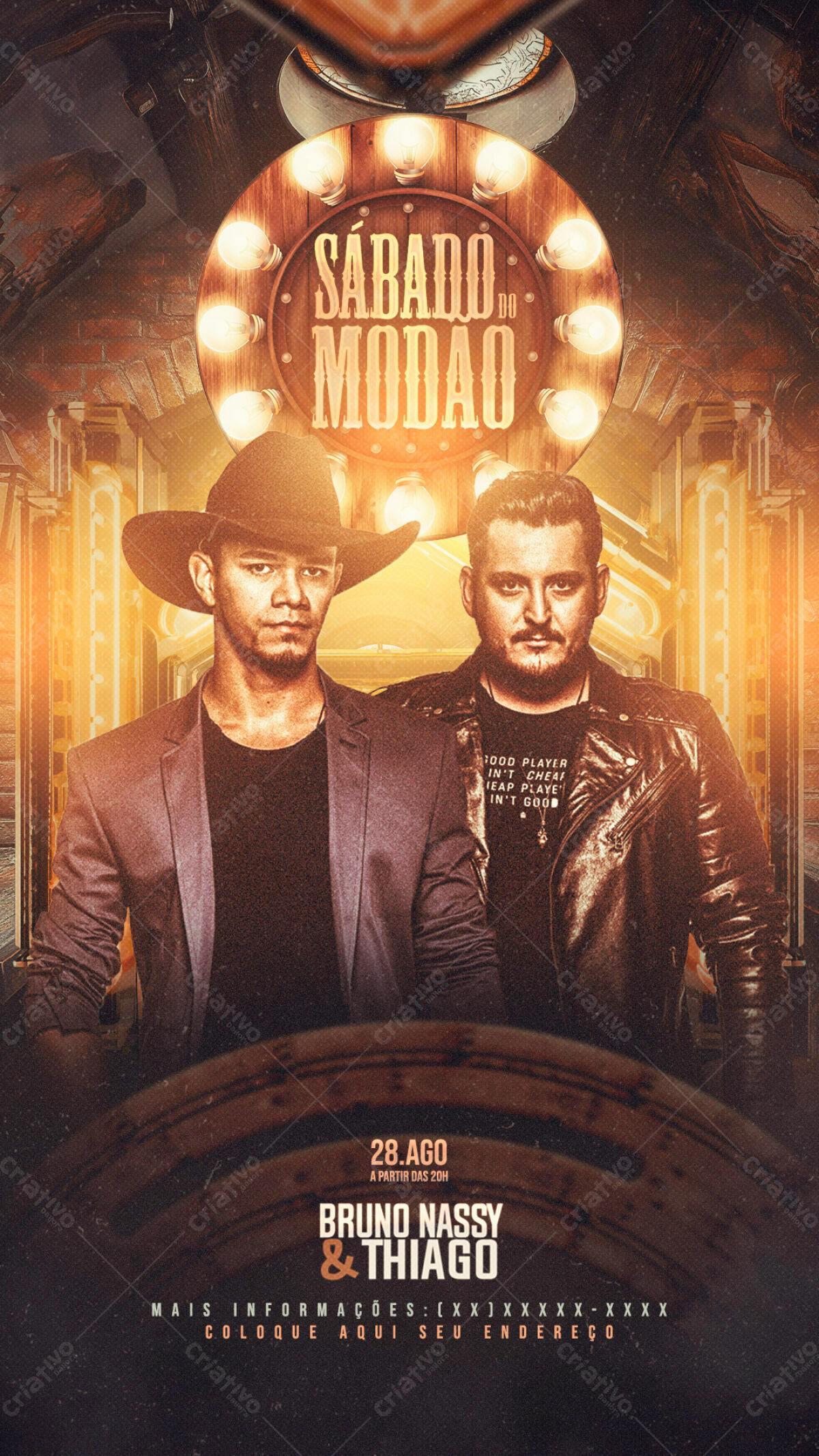Flyer para Show de Bruno Nassy & Thiago PSD Editável
