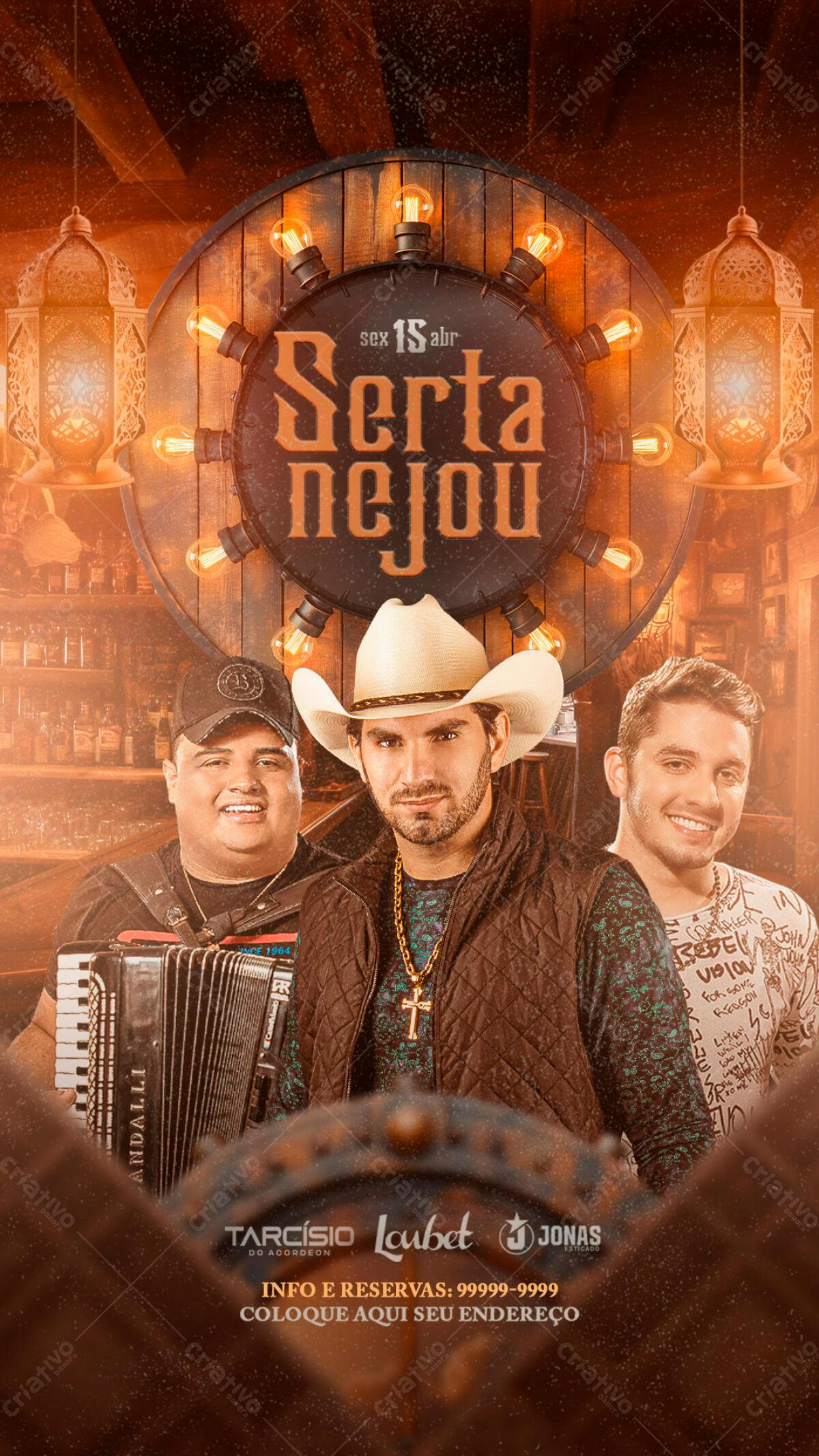 Flyer Sertanejo para Show Tarcísio, Loubet e Jonas PSD Editável