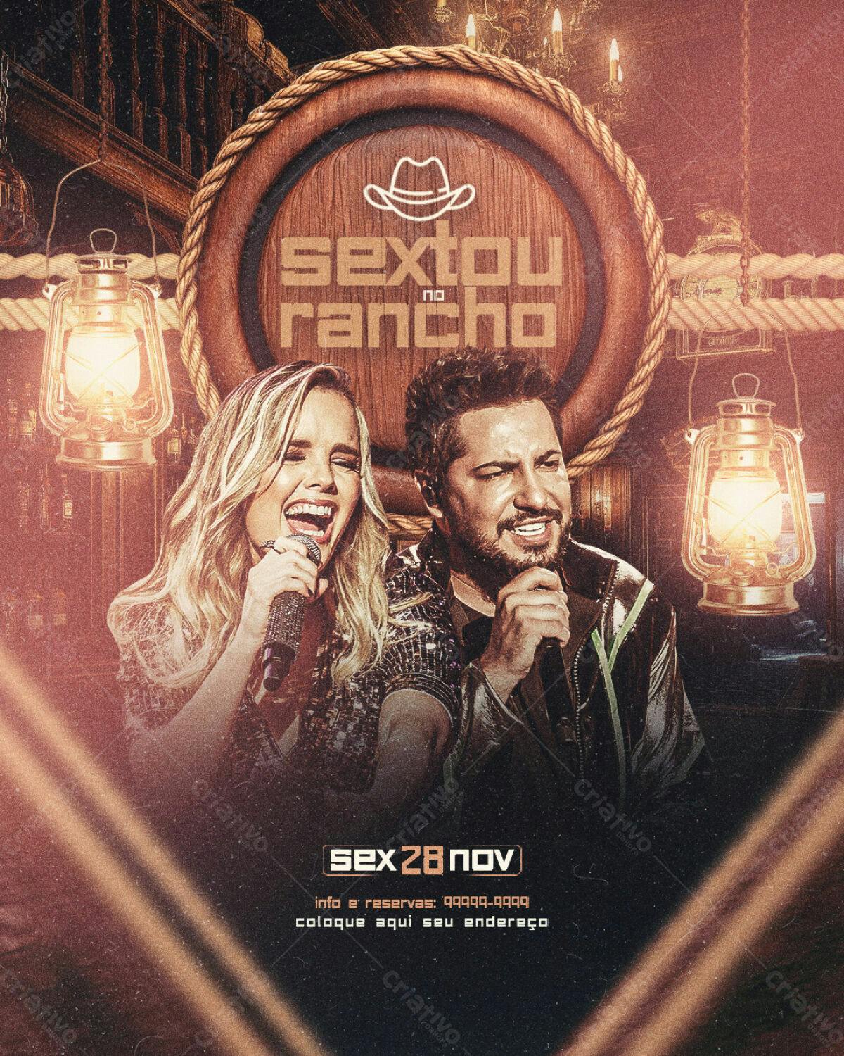 Flyer Sertanejo Sexta no Rancho PSD Editável