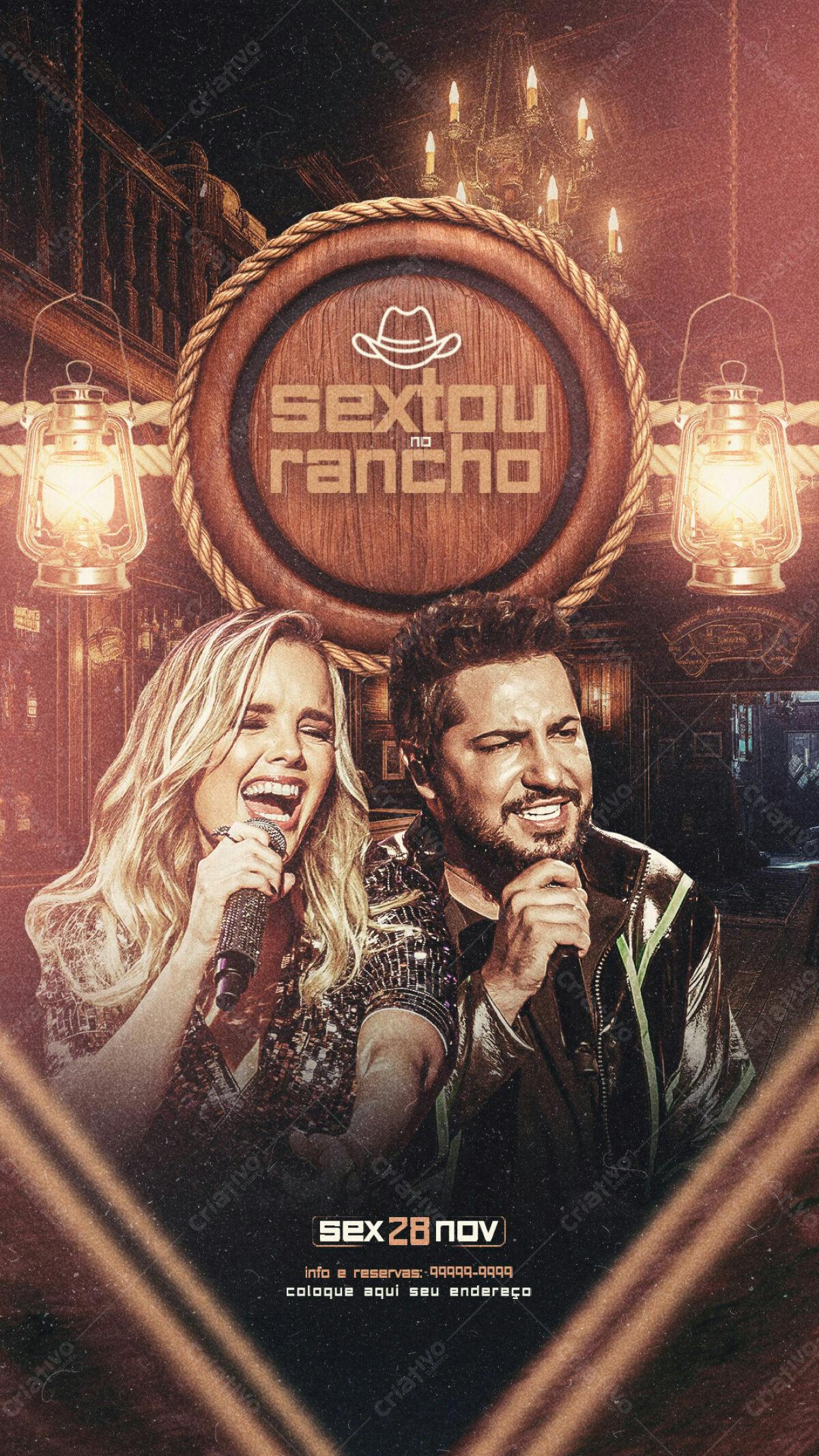 Flyer Sertanejo Sexta no Rancho PSD Editável