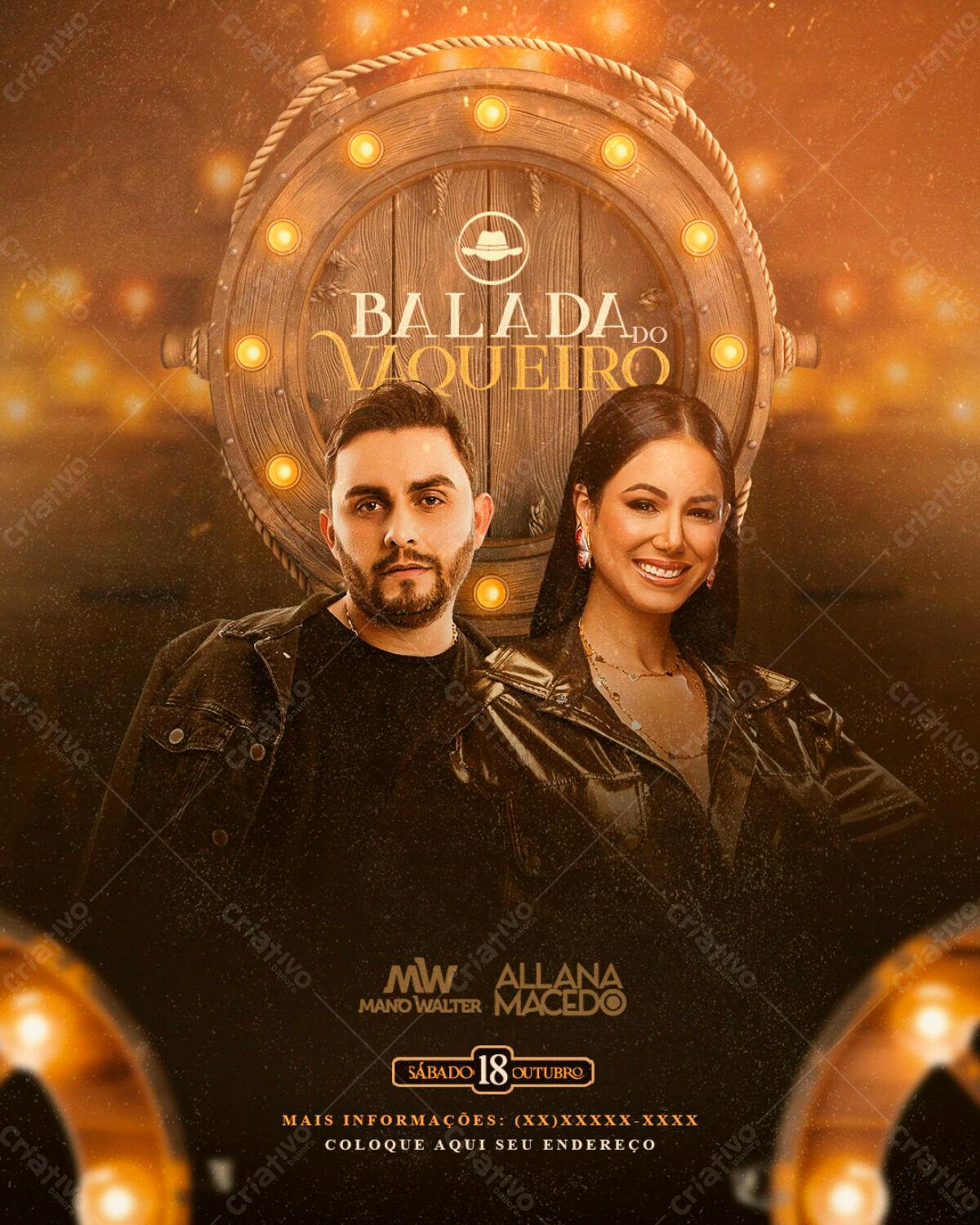 Flyer Balada do Vaqueiro PSD Editável