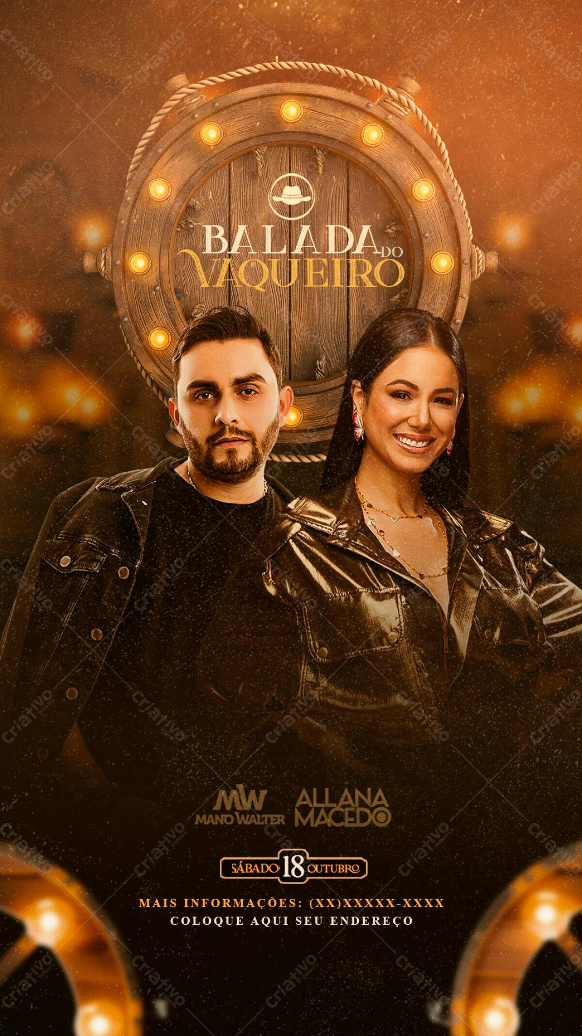 Flyer Balada do Vaqueiro PSD Editável
