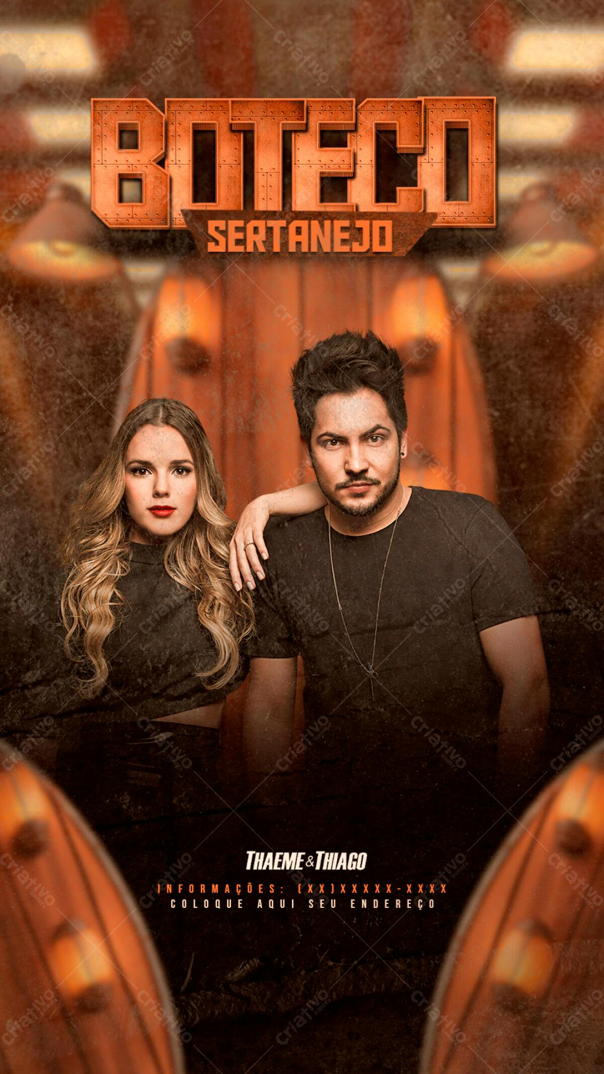 Flyer para Show Sertanejo Thaeme & Thiago PSD Editável