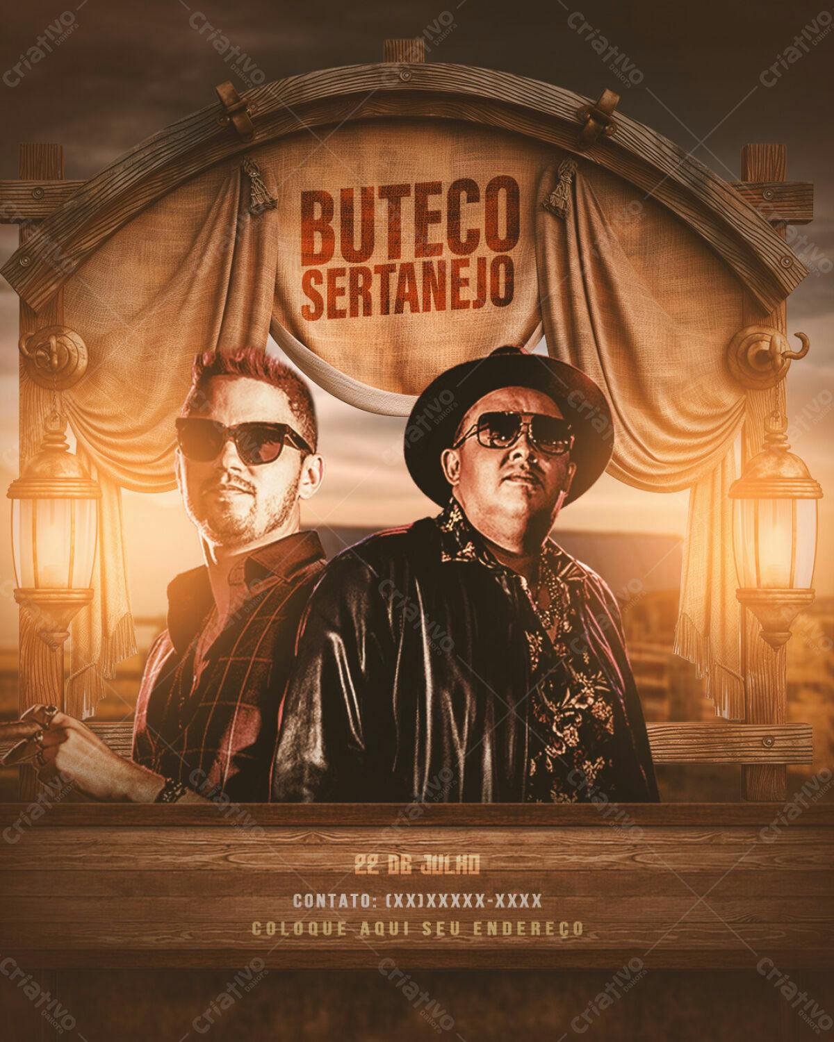 Flyer Buteco Sertanejo PSD Editável