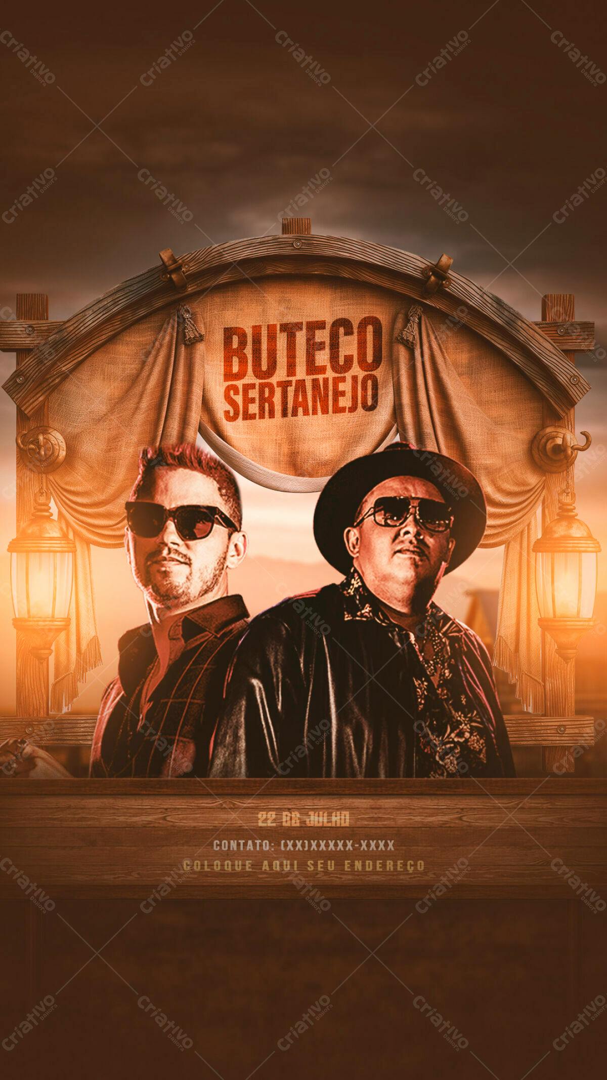 Flyer Buteco Sertanejo PSD Editável
