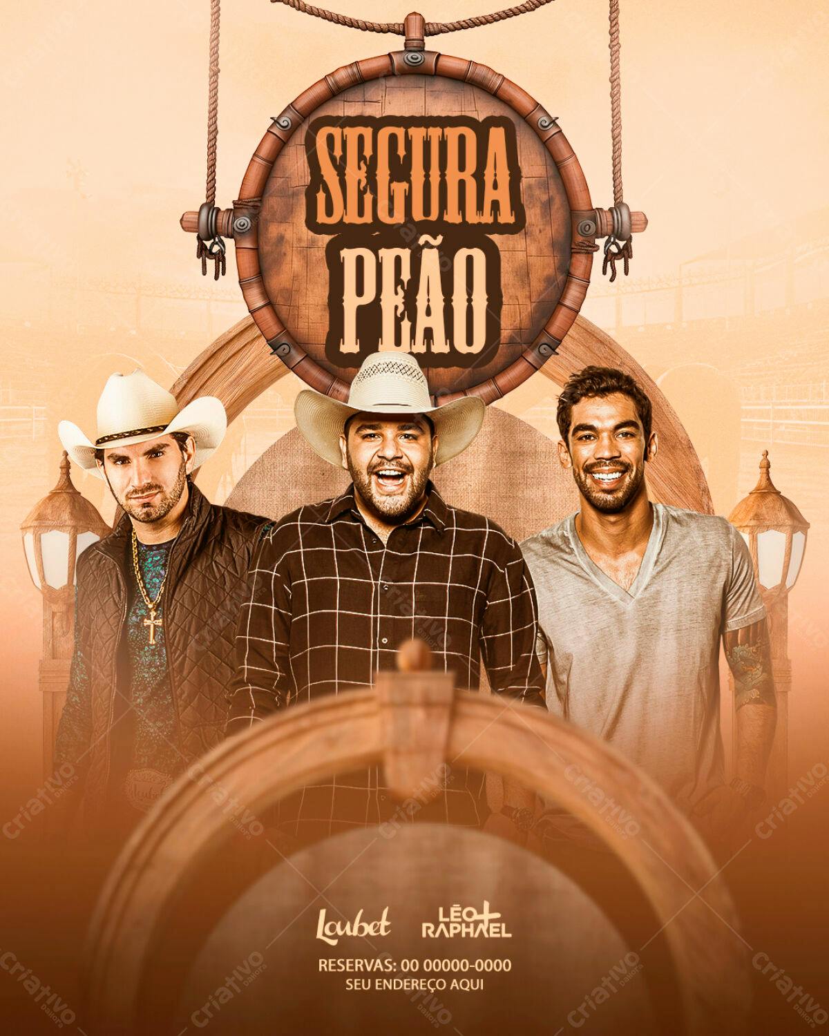 Flyer para Show Sertanejo Segura Peão PSD Editável