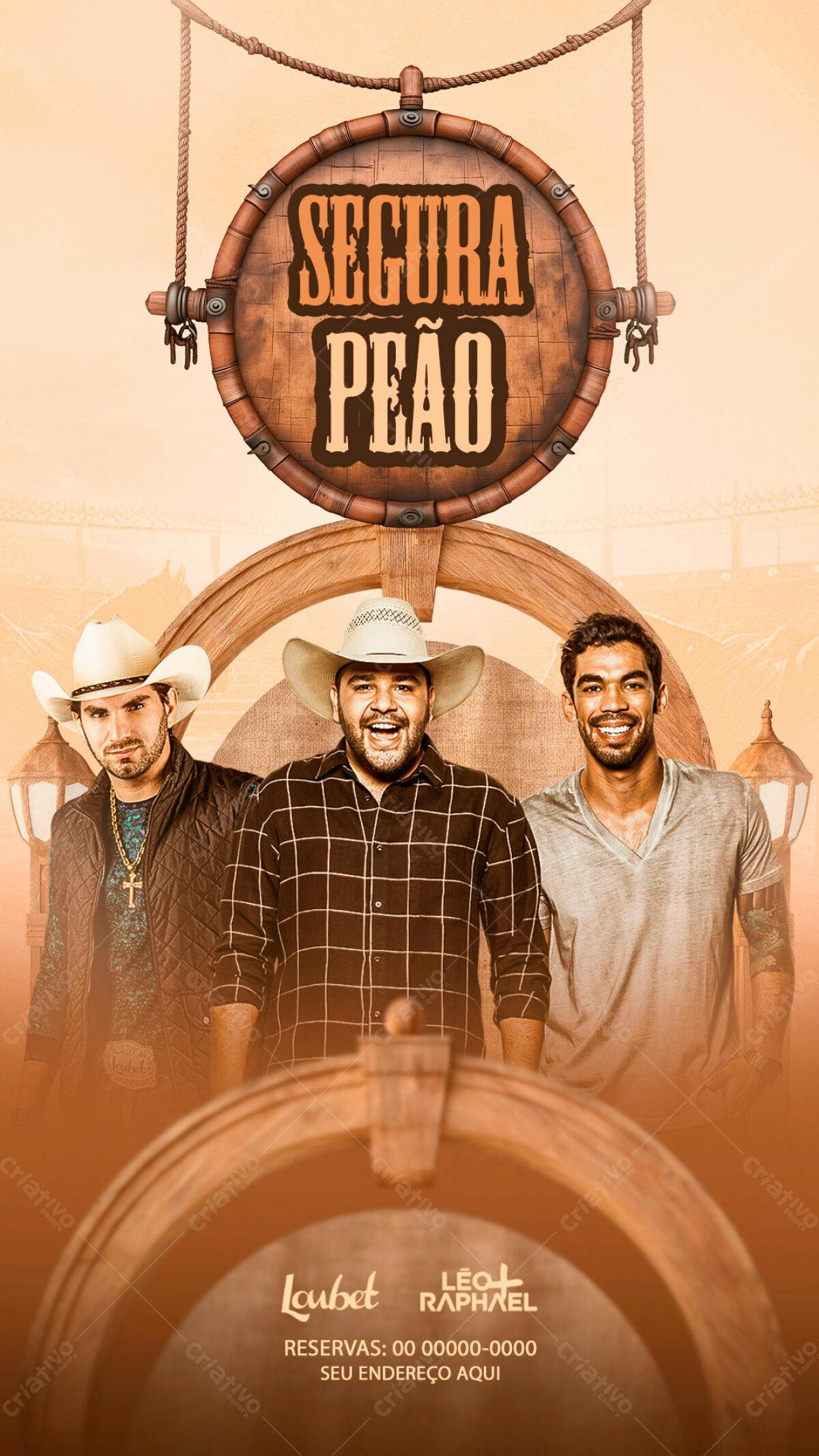 Flyer para Show Sertanejo com Laube, Léo e Raphael PSD Editável