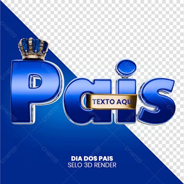 Selo 3d dia dos pais 1 render