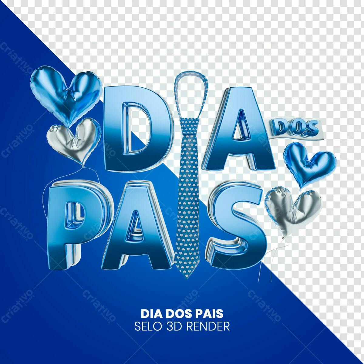Selo Dia dos Pais em 3D PSD Editável