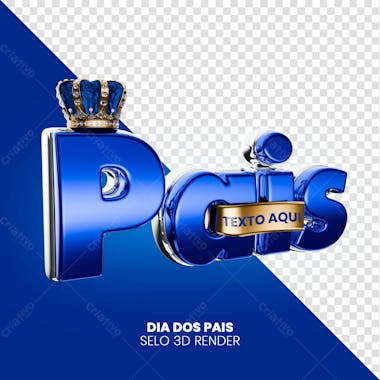 Selo 3d dia dos pais render