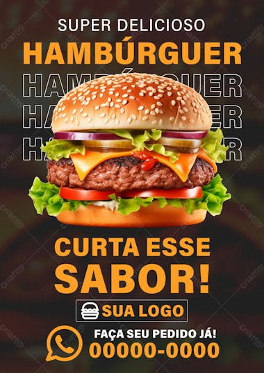 Encarte psd hamburgueria super deliciosos hambúrguer