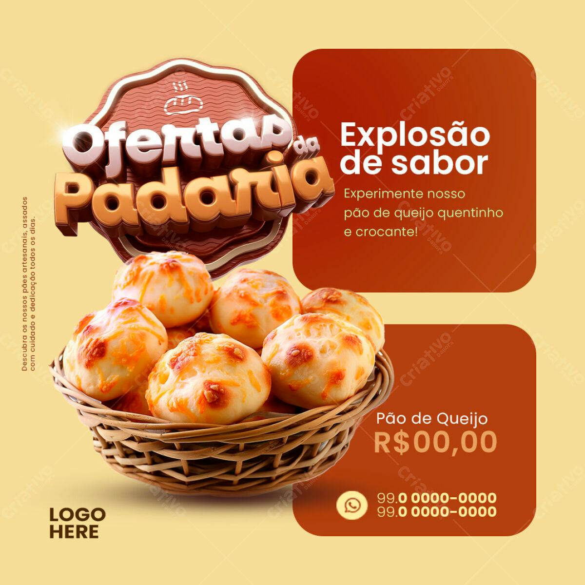 Flyer para Padaria com Pão de Queijo PSD Editável