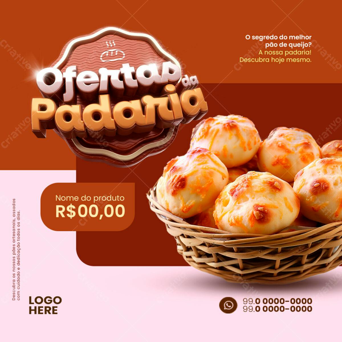 Flyer Oferta Padaria Pão de Queijo PSD Editável